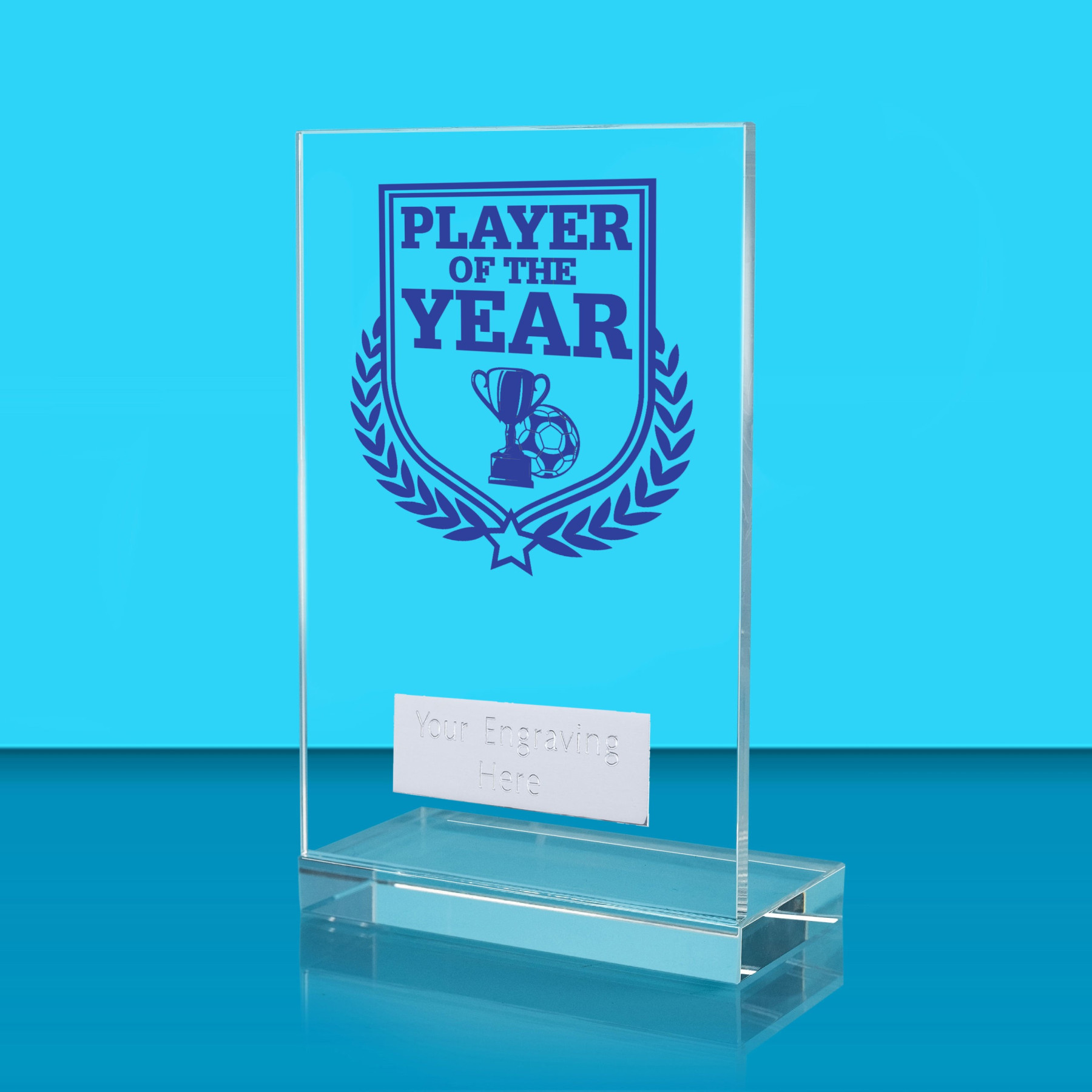 UV Colour Printed Football Player of the Year L Shaped Jade Glass Award
