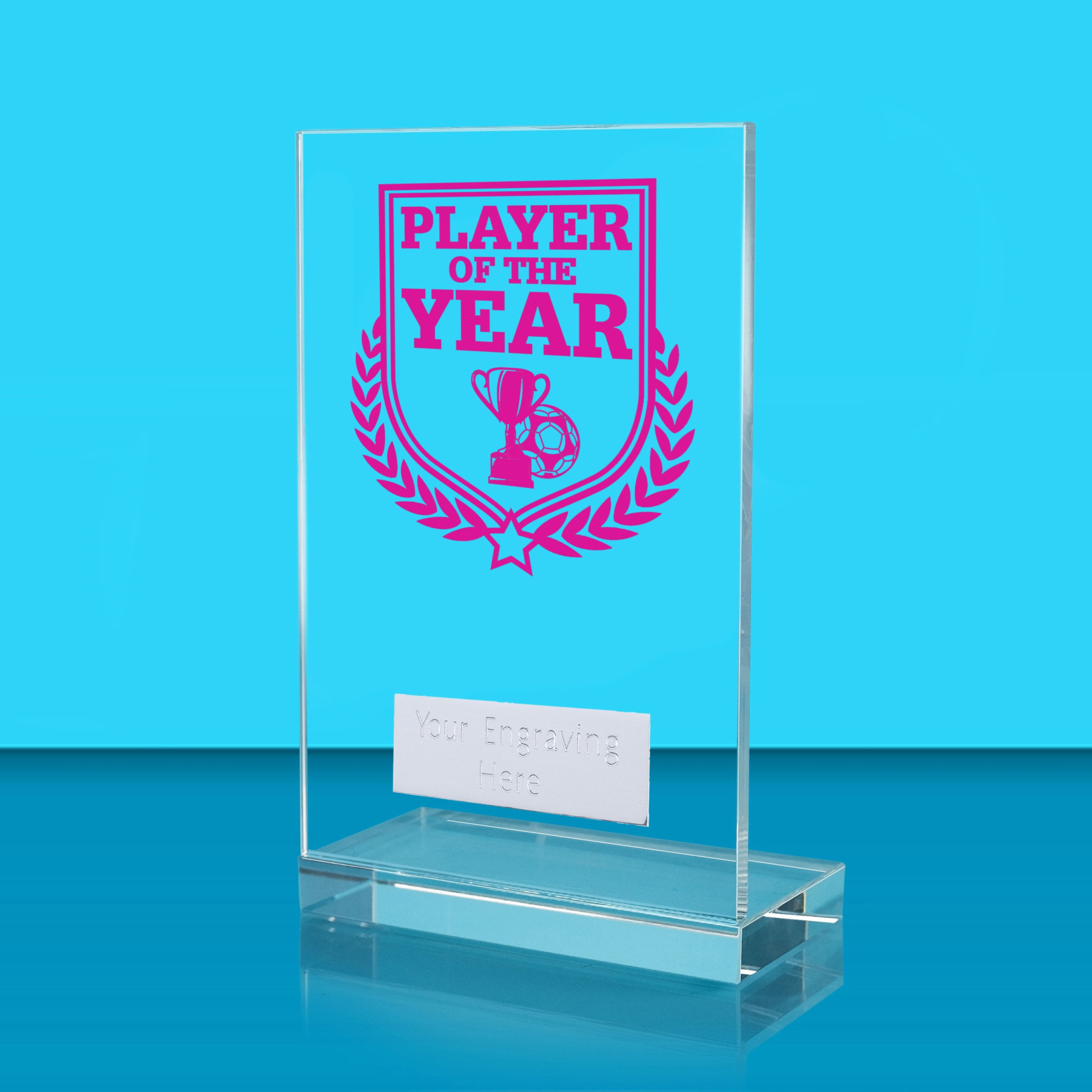 UV Colour Printed Football Player of the Year L Shaped Jade Glass Award