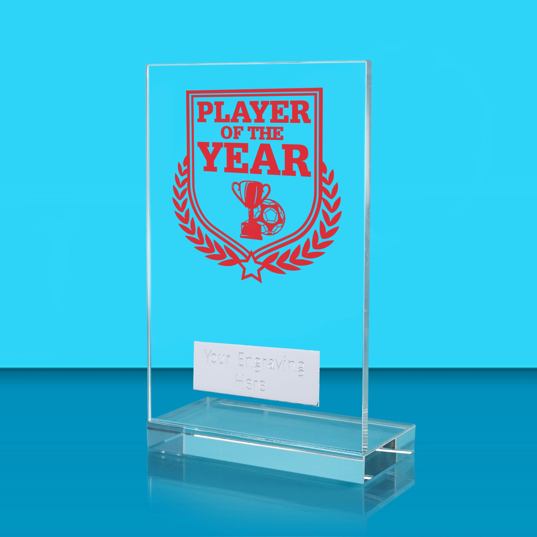 UV Colour Printed Football Player of the Year L Shaped Jade Glass Award