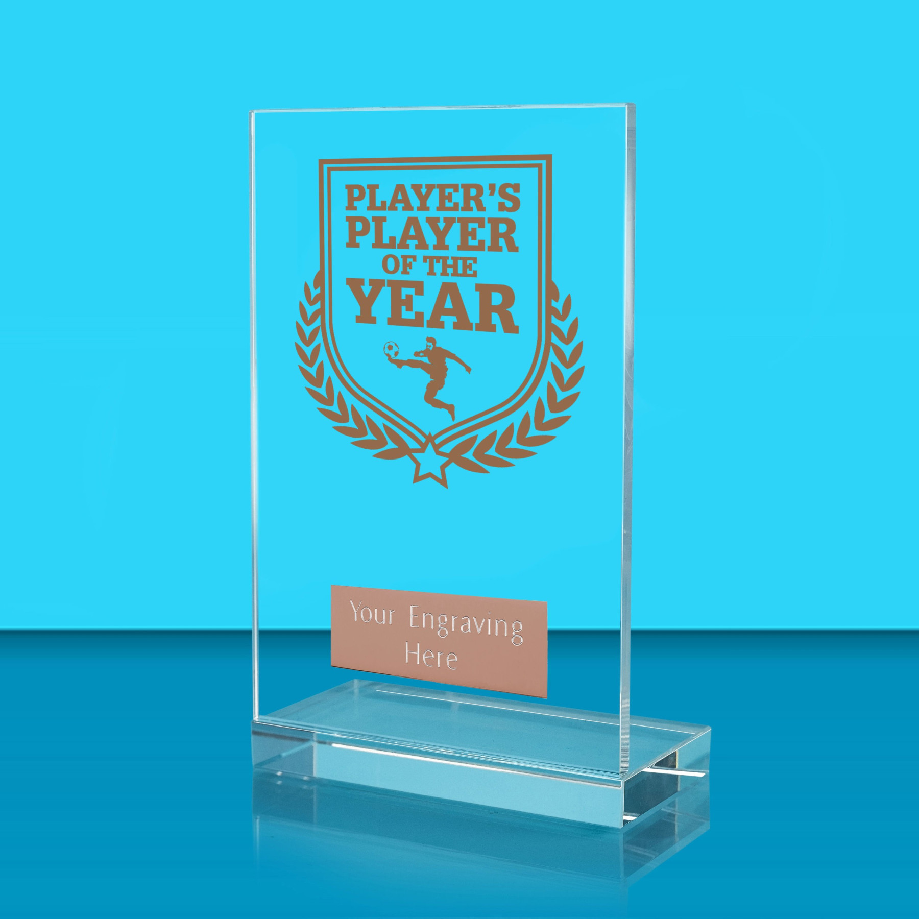 UV Colour Printed Football Player's Player of the Year L Shaped Jade Glass Award