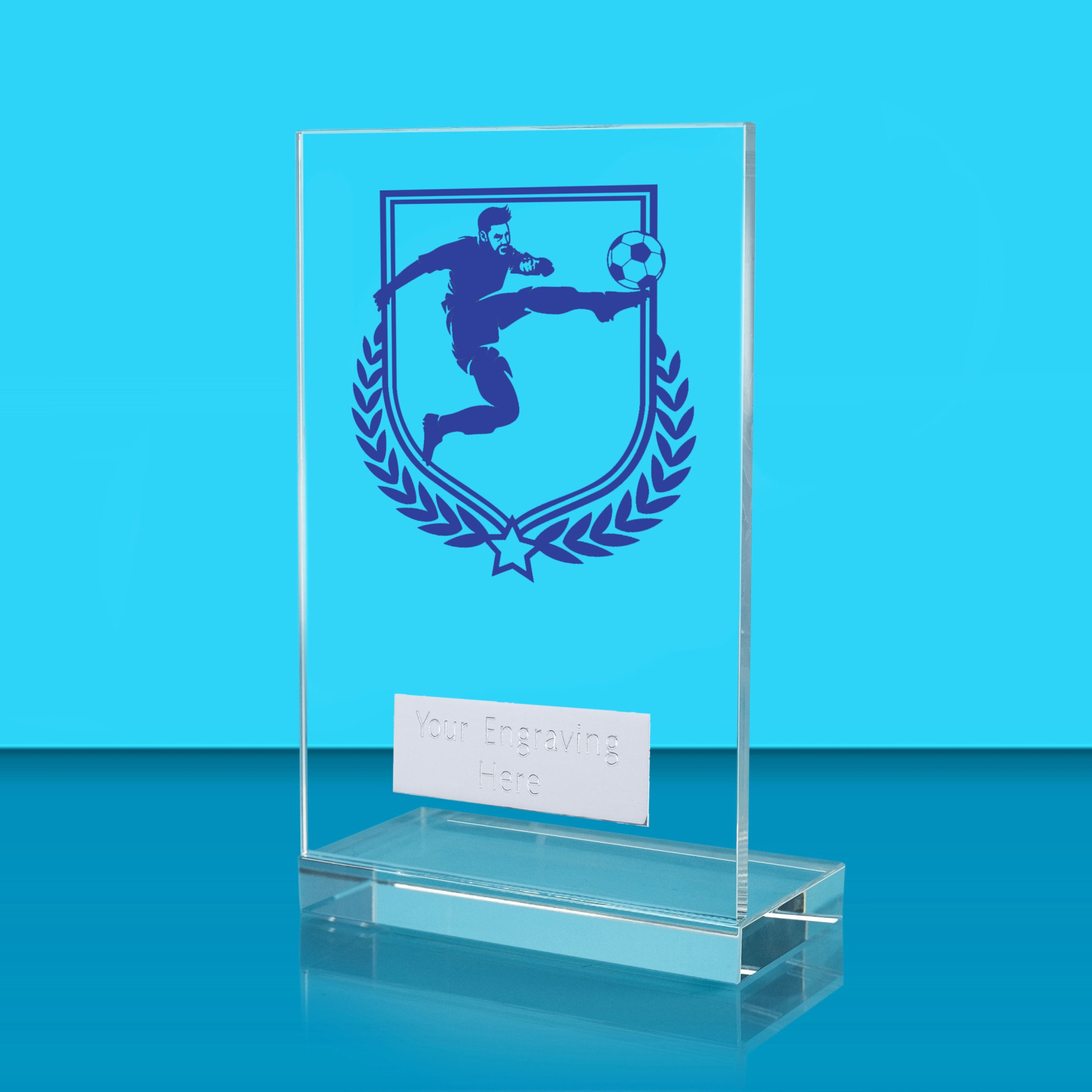 UV Colour Printed Football L Shaped Jade Glass Award