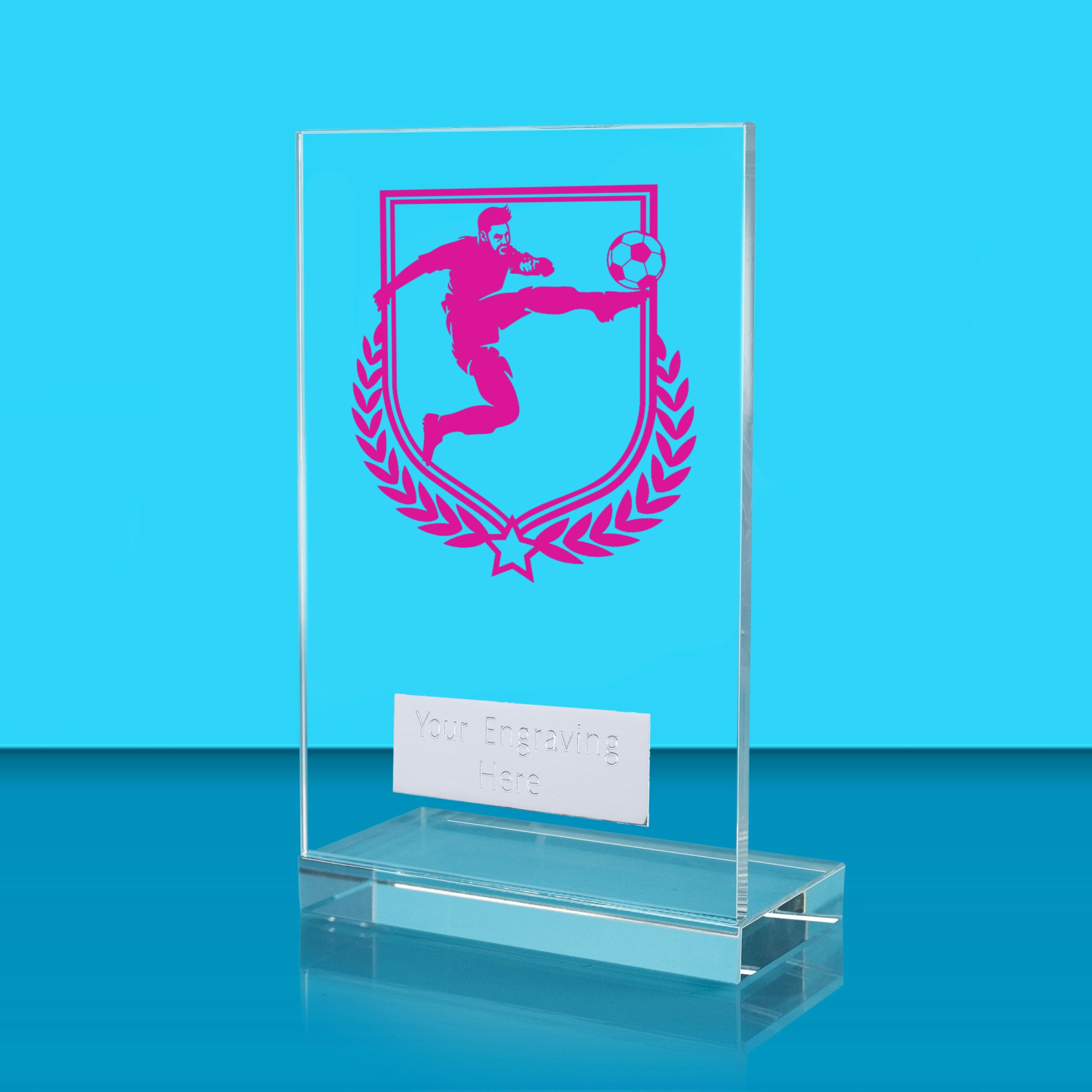 UV Colour Printed Football L Shaped Jade Glass Award