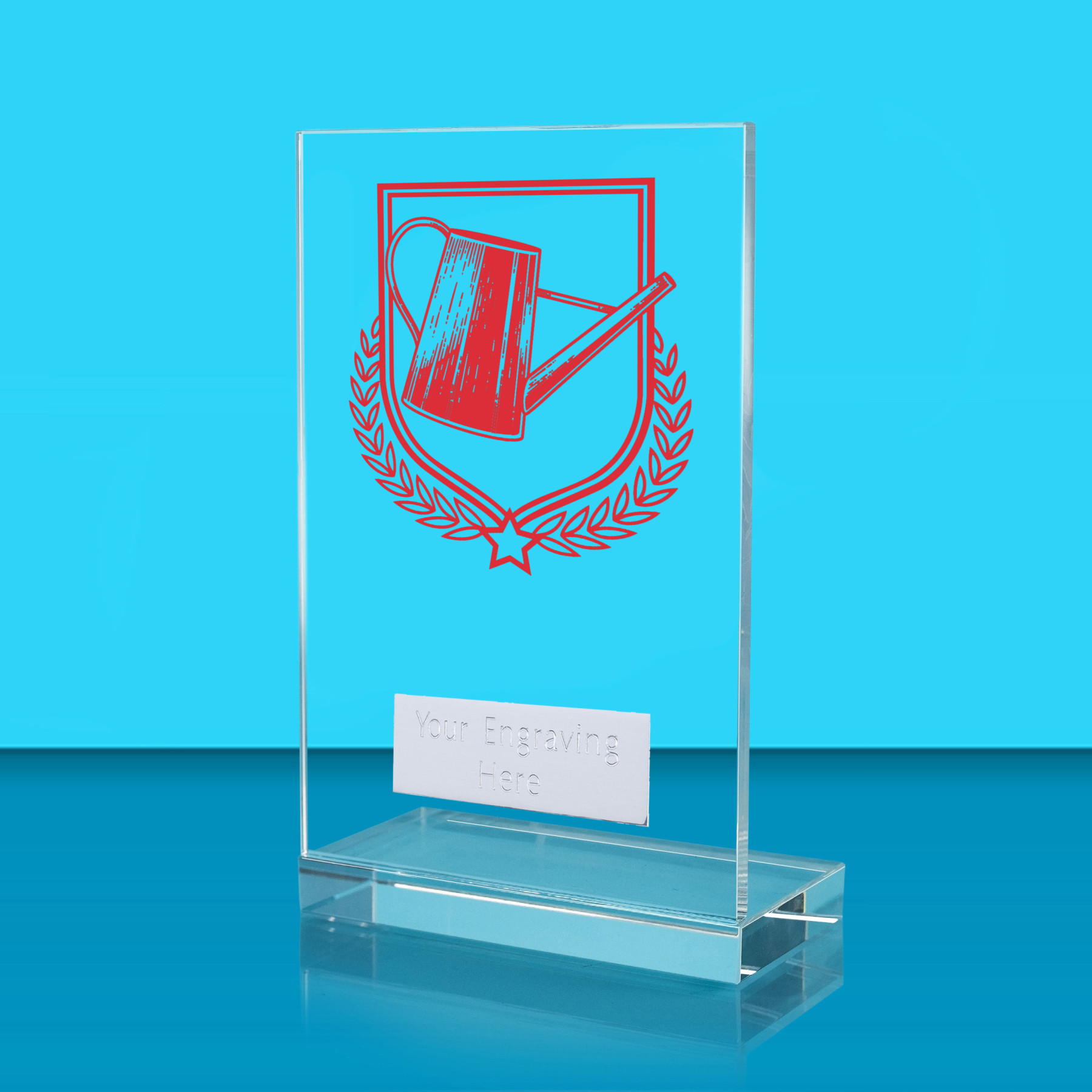 UV Colour Printed Gardening L Shaped Jade Glass Award