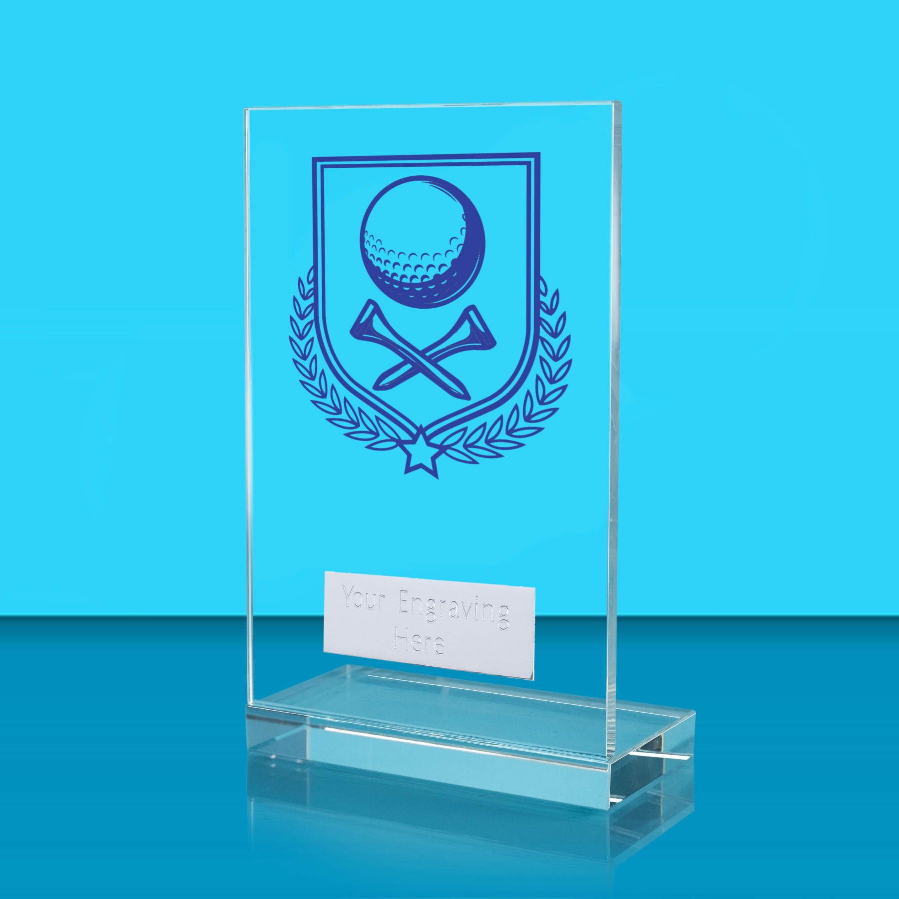 UV Colour Printed Golf L Shaped Jade Glass Award
