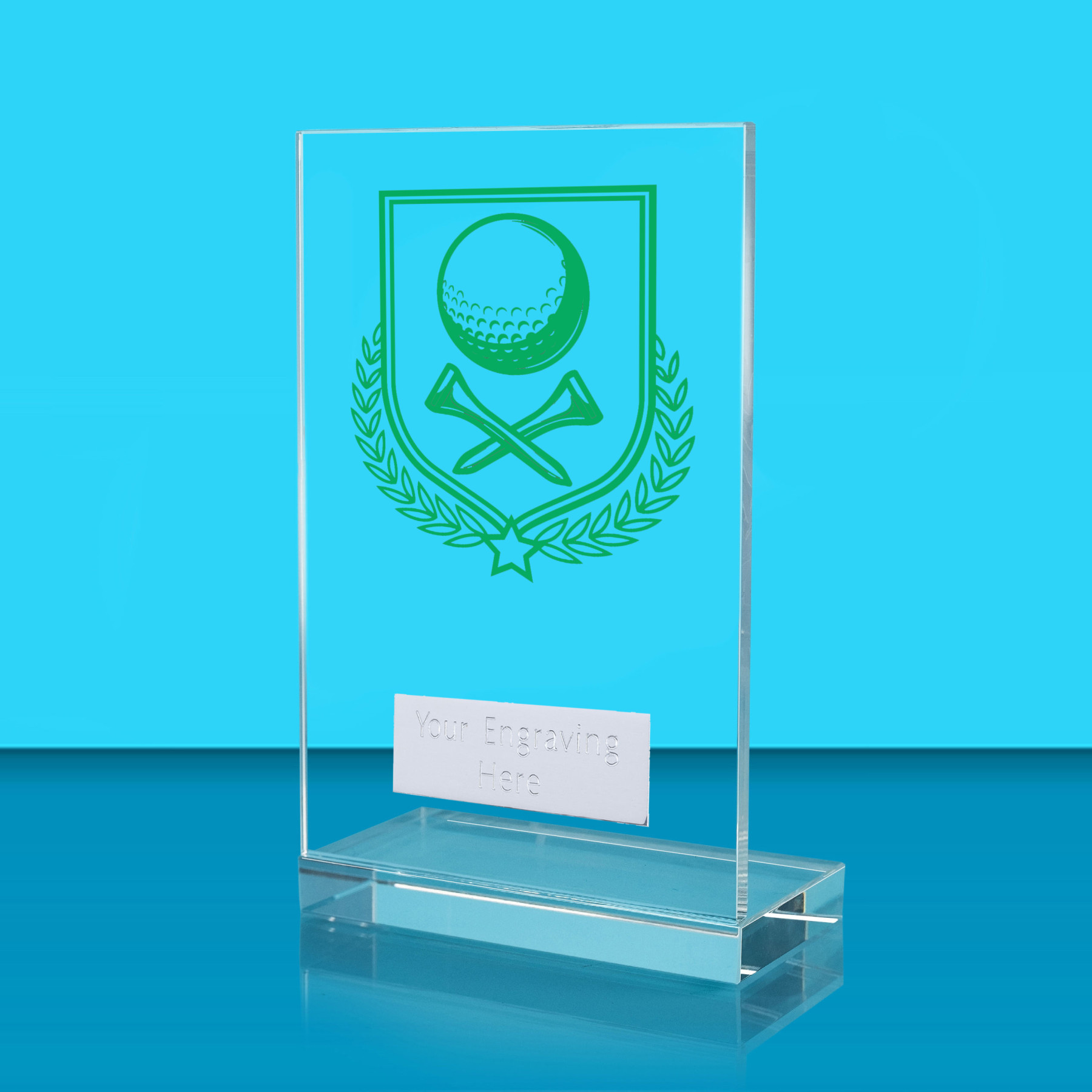 UV Colour Printed Golf L Shaped Jade Glass Award