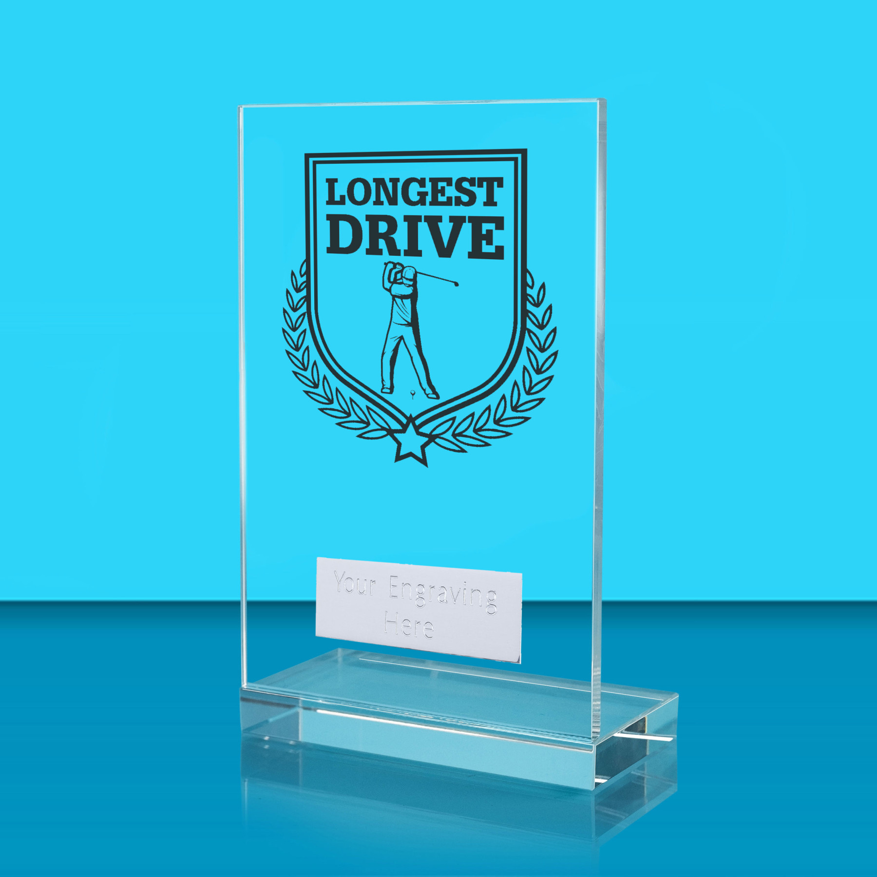 UV Colour Printed Longest Drive L Shaped Jade Glass Award