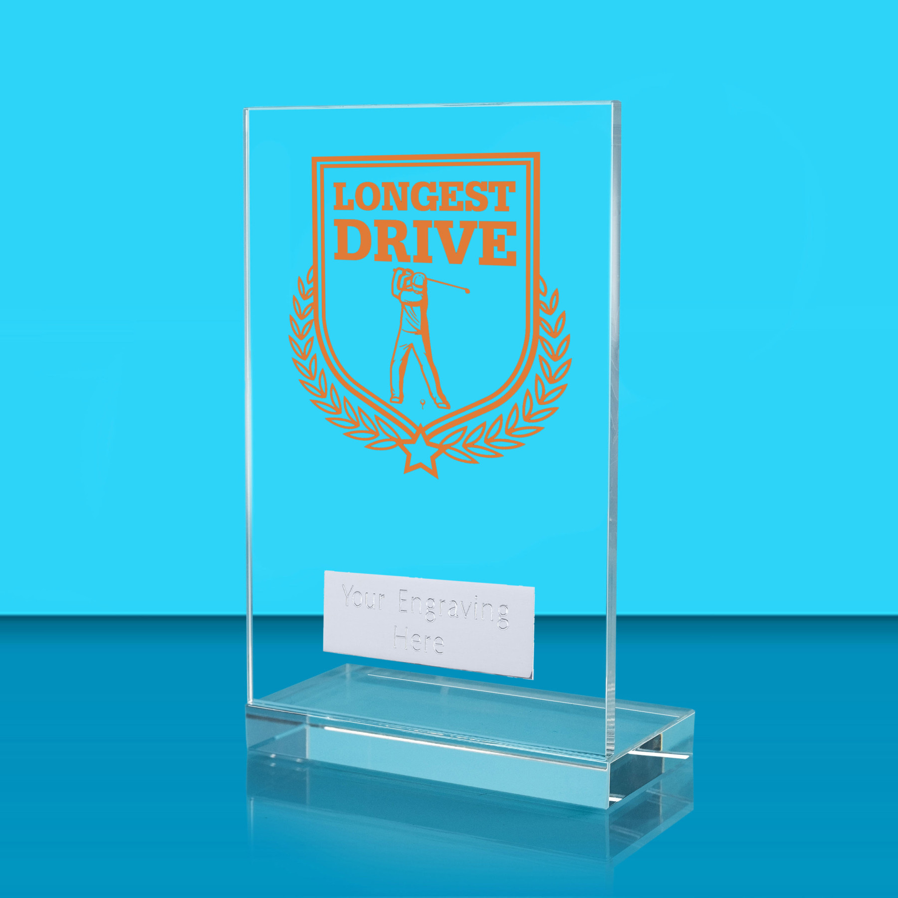 UV Colour Printed Longest Drive L Shaped Jade Glass Award