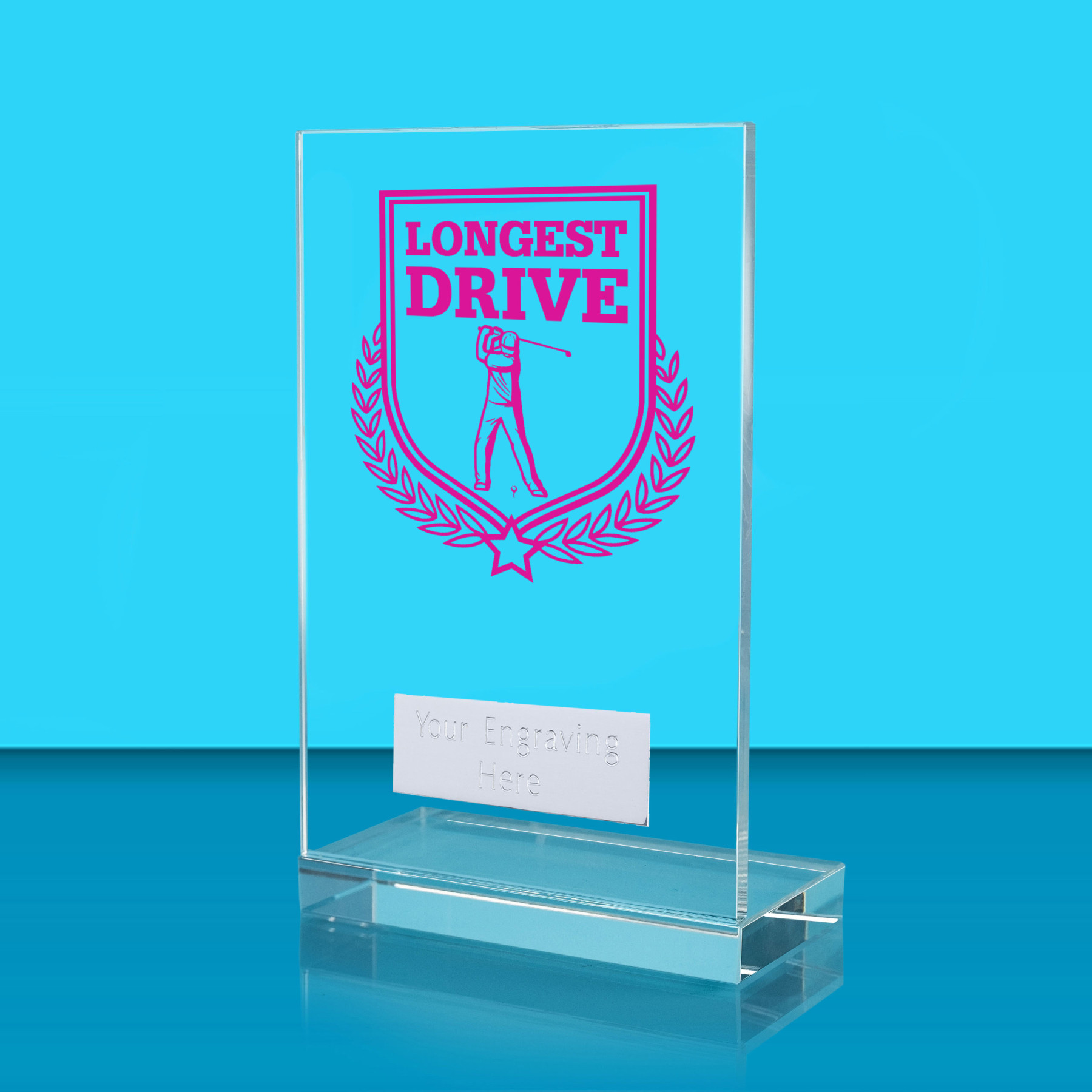 UV Colour Printed Longest Drive L Shaped Jade Glass Award