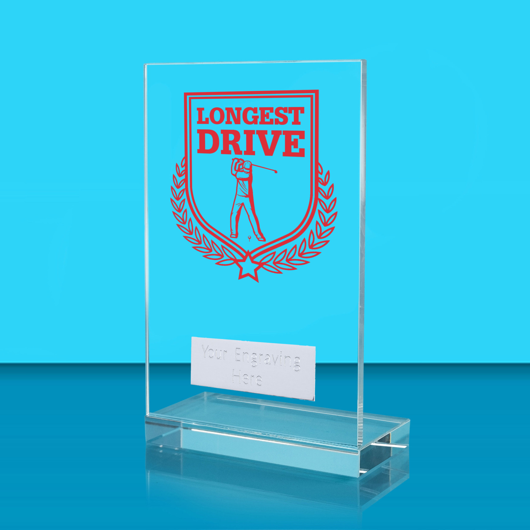 UV Colour Printed Longest Drive L Shaped Jade Glass Award