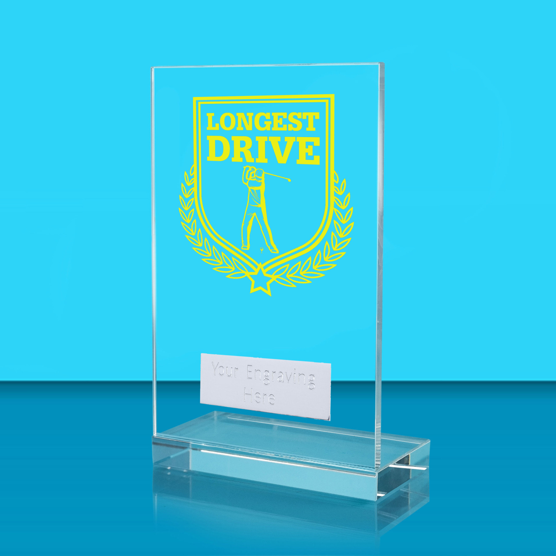 UV Colour Printed Longest Drive L Shaped Jade Glass Award
