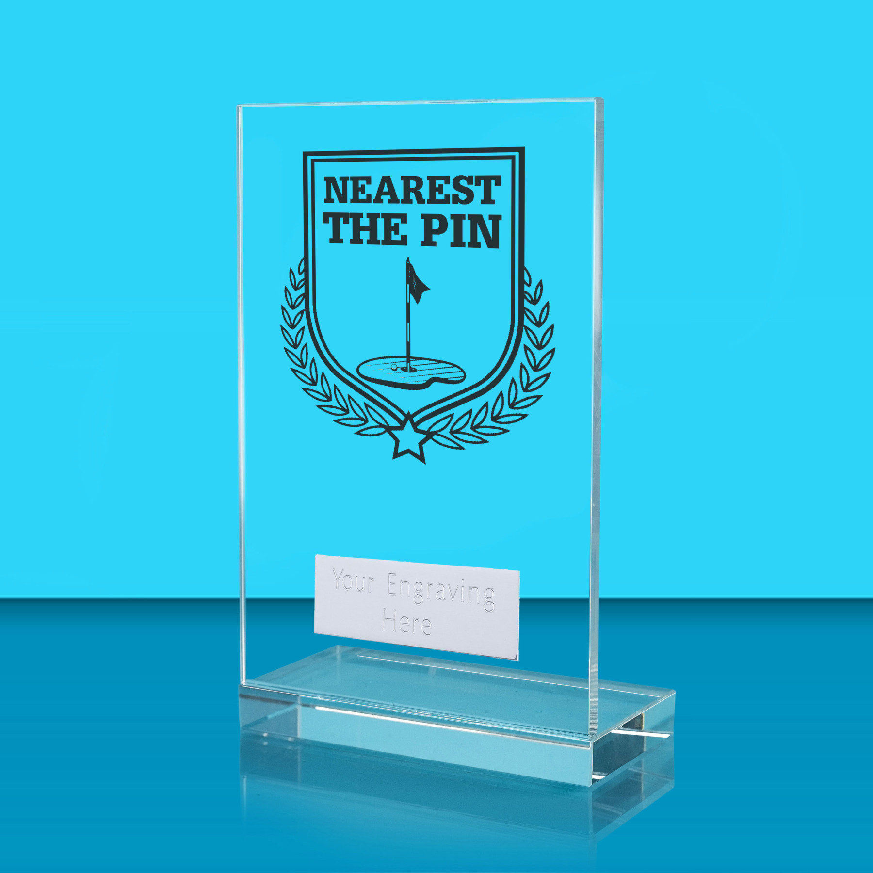 UV Colour Printed Nearest the Pin L Shaped Jade Glass Award