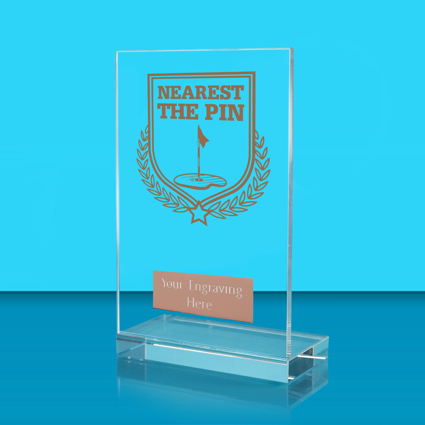 UV Colour Printed Nearest the Pin L Shaped Jade Glass Award