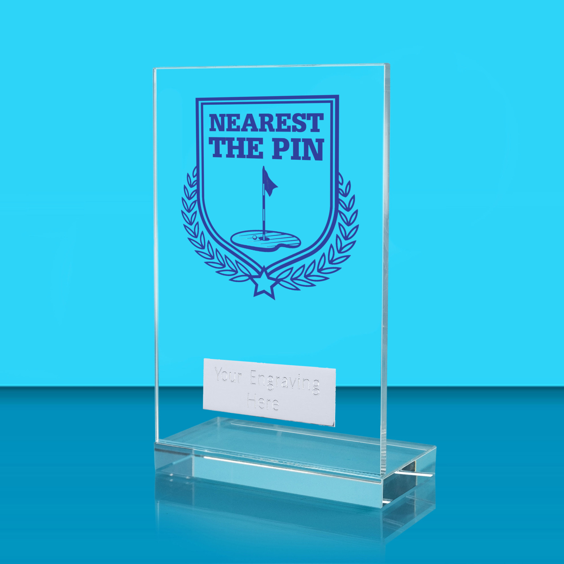 UV Colour Printed Nearest the Pin L Shaped Jade Glass Award
