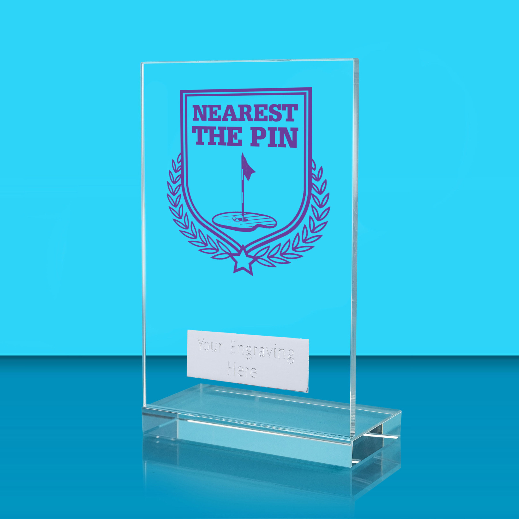 UV Colour Printed Nearest the Pin L Shaped Jade Glass Award