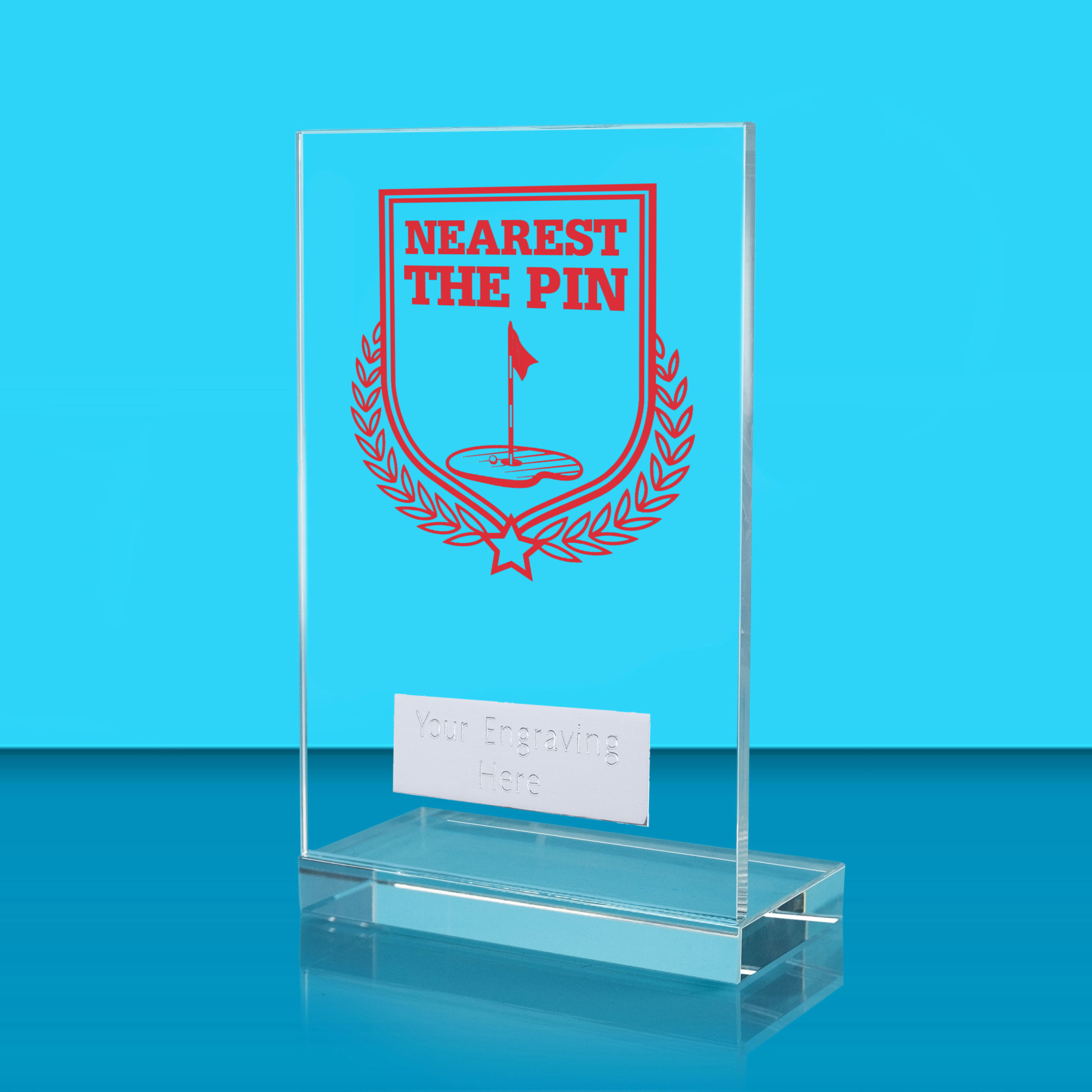 UV Colour Printed Nearest the Pin L Shaped Jade Glass Award