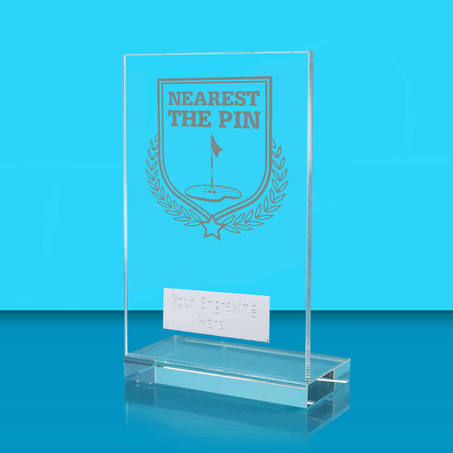 UV Colour Printed Nearest the Pin L Shaped Jade Glass Award