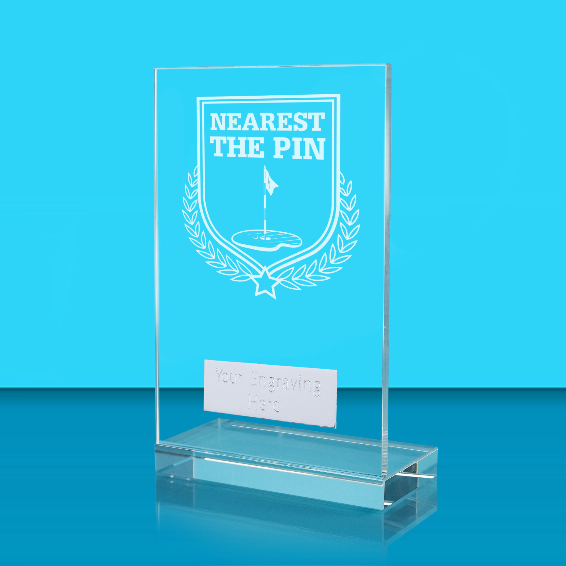 UV Colour Printed Nearest the Pin L Shaped Jade Glass Award