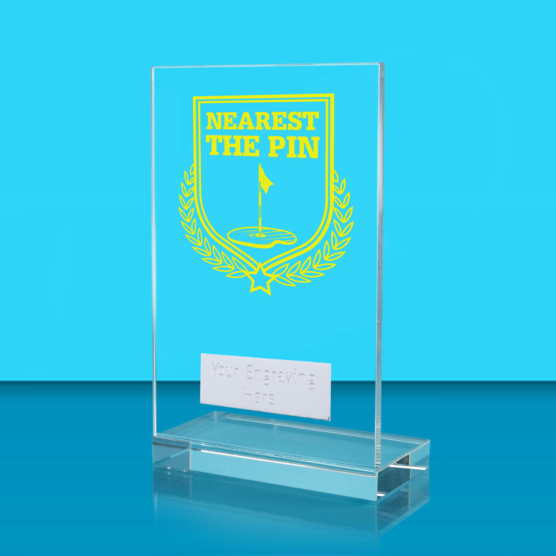 UV Colour Printed Nearest the Pin L Shaped Jade Glass Award
