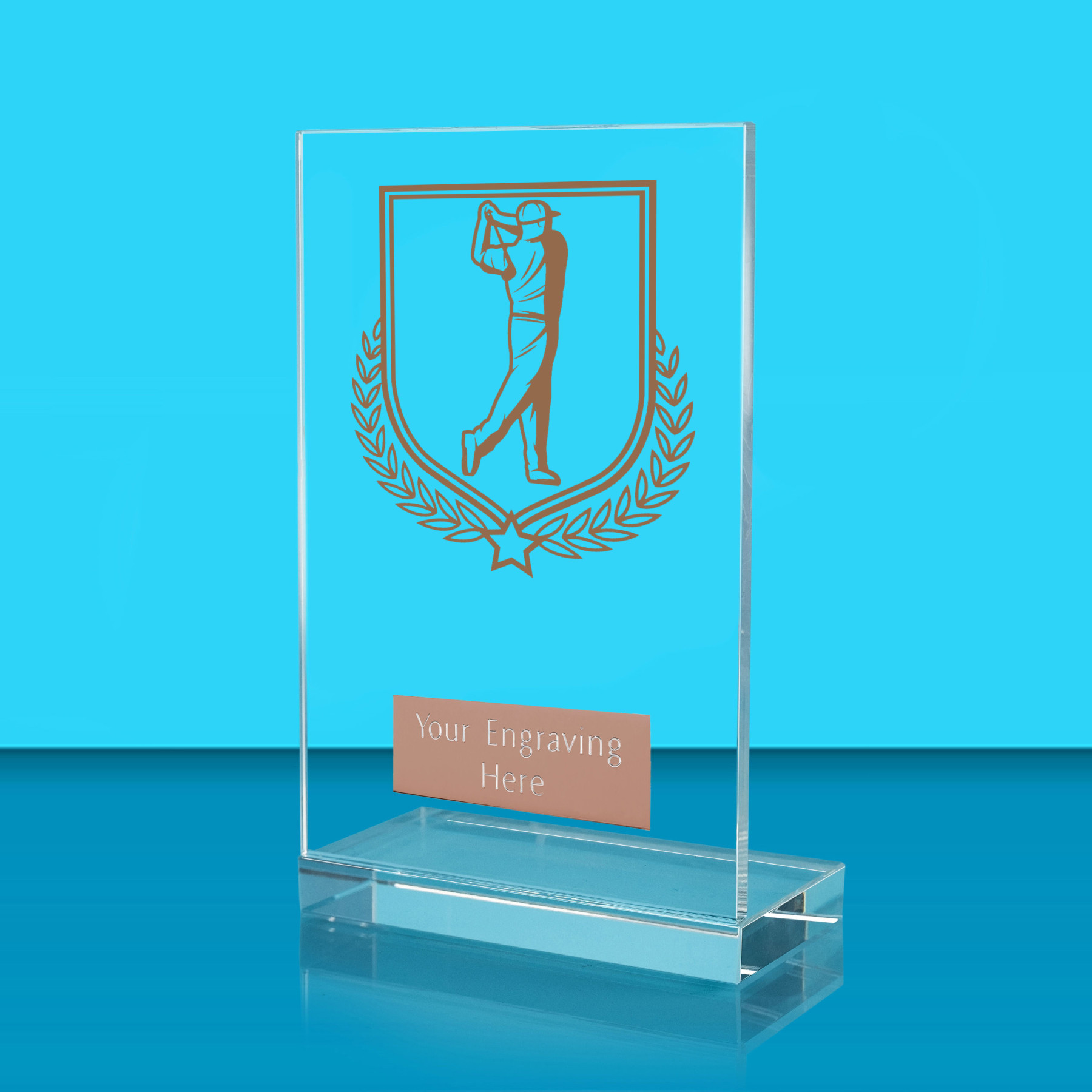 UV Colour Printed Golf L Shaped Jade Glass Award