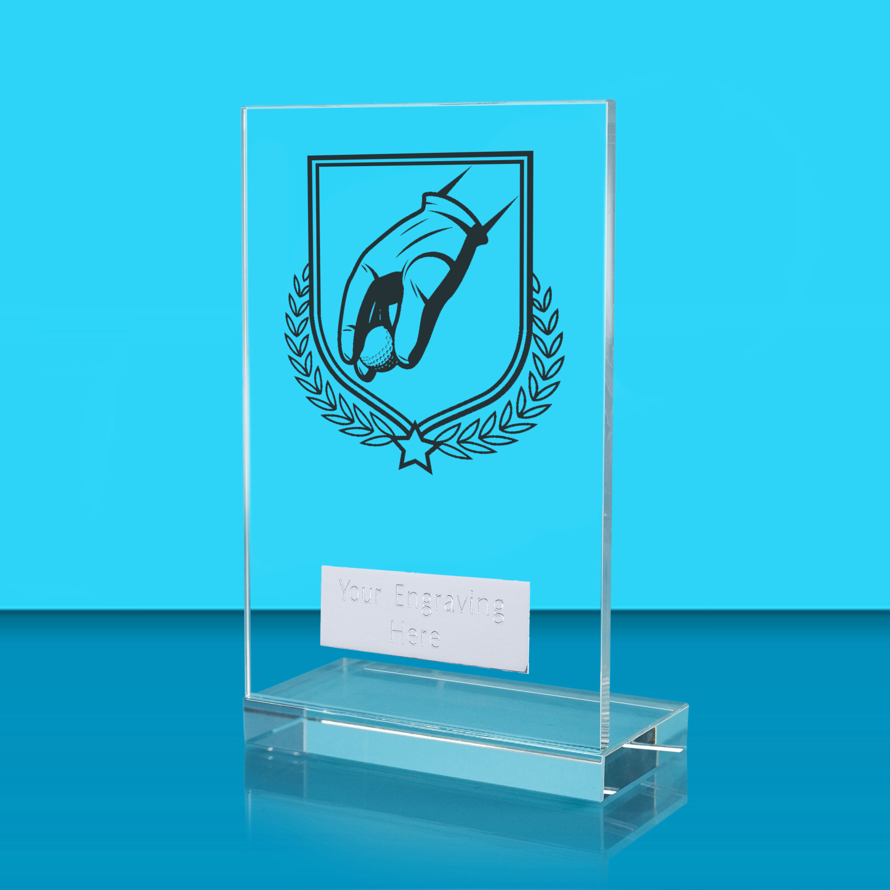 UV Colour Printed Golf L Shaped Jade Glass Award