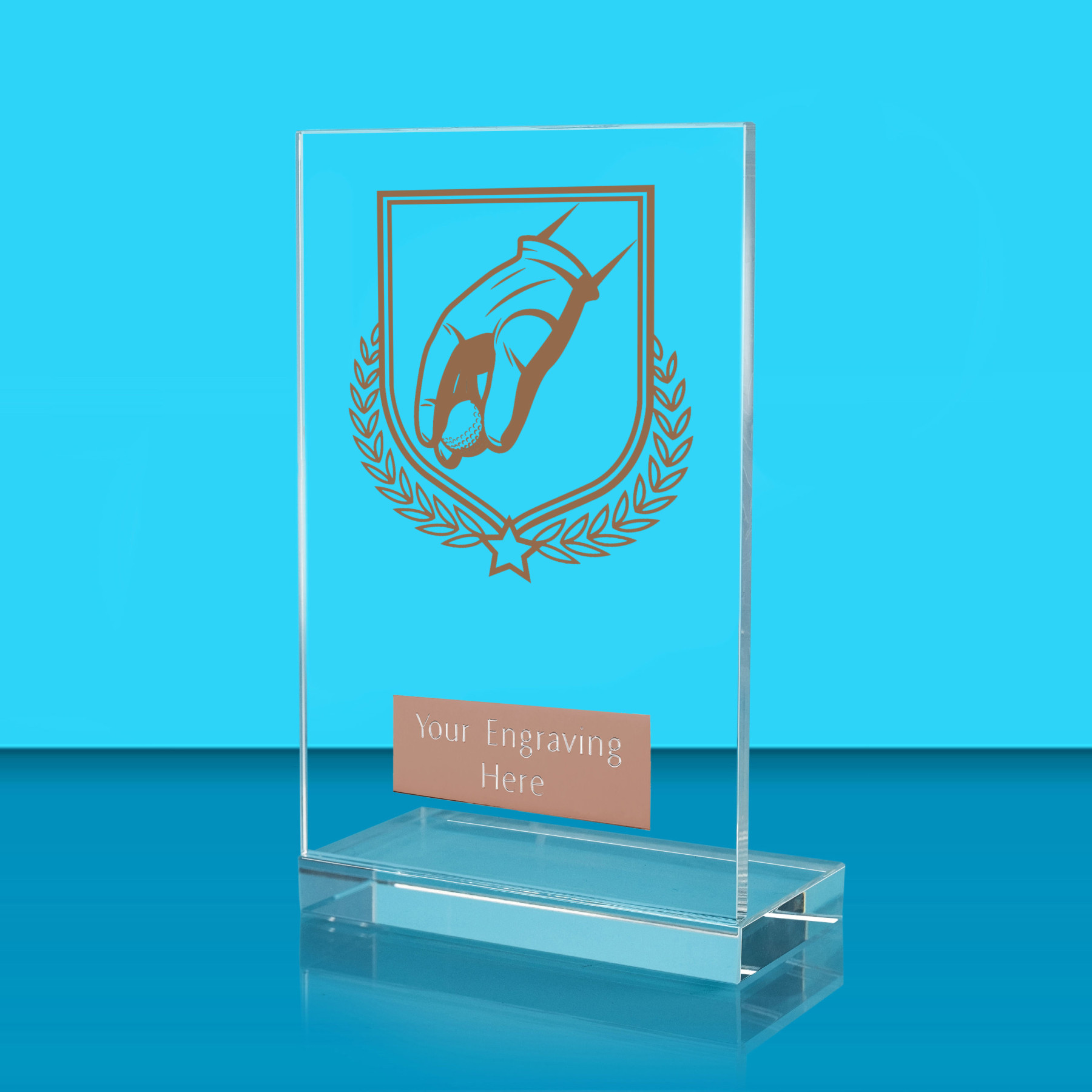 UV Colour Printed Golf L Shaped Jade Glass Award