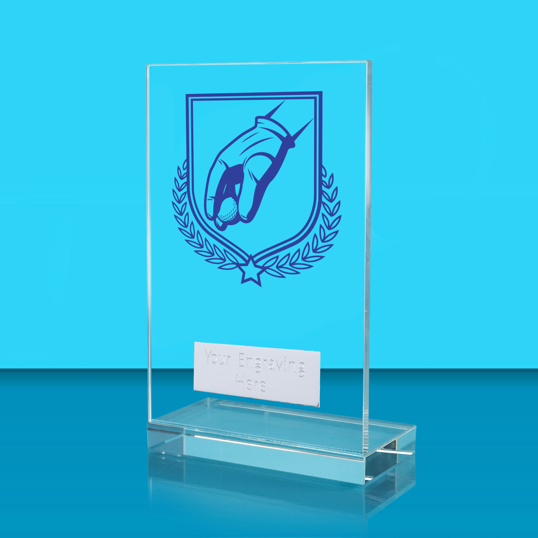 UV Colour Printed Golf L Shaped Jade Glass Award