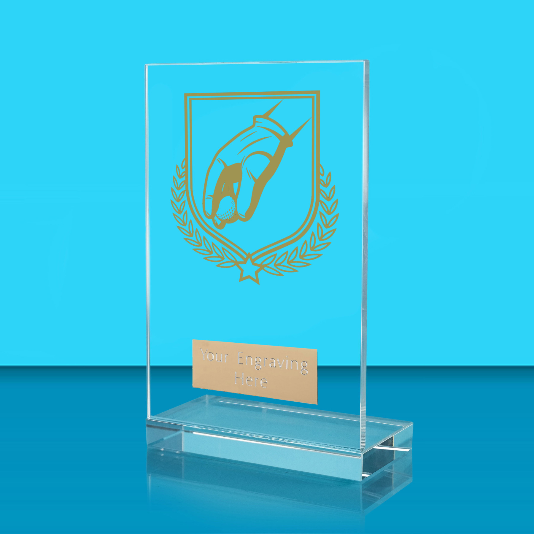 UV Colour Printed Golf L Shaped Jade Glass Award