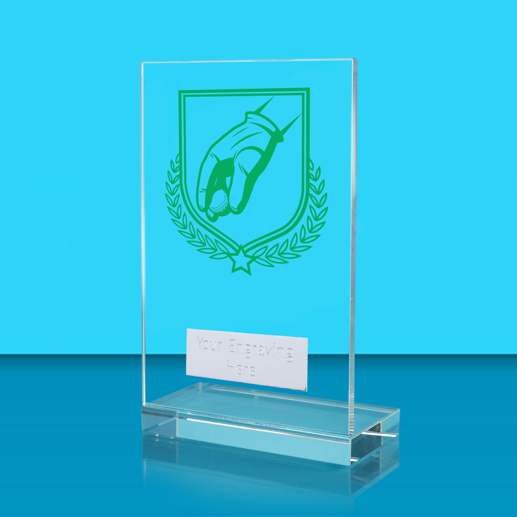 UV Colour Printed Golf L Shaped Jade Glass Award