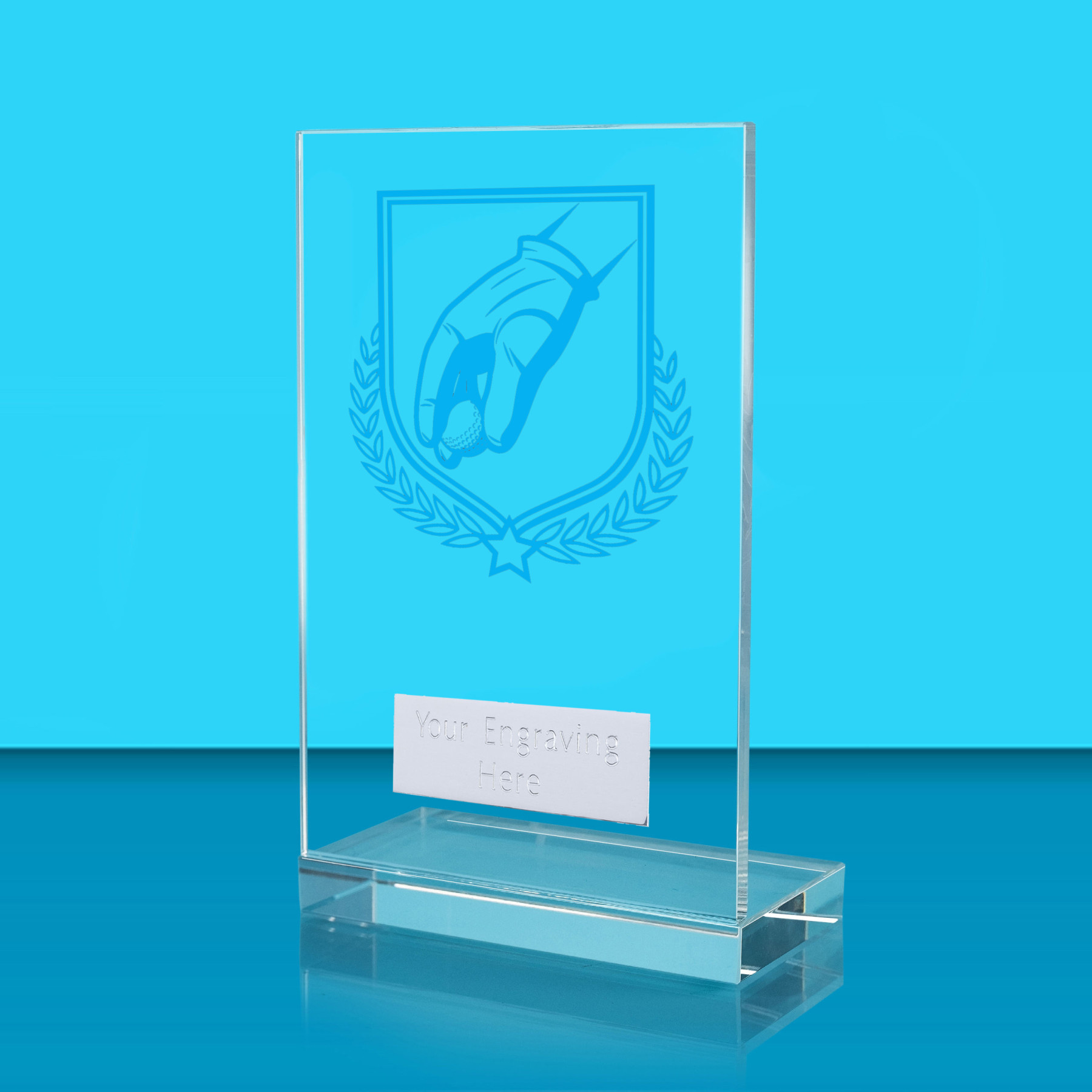UV Colour Printed Golf L Shaped Jade Glass Award