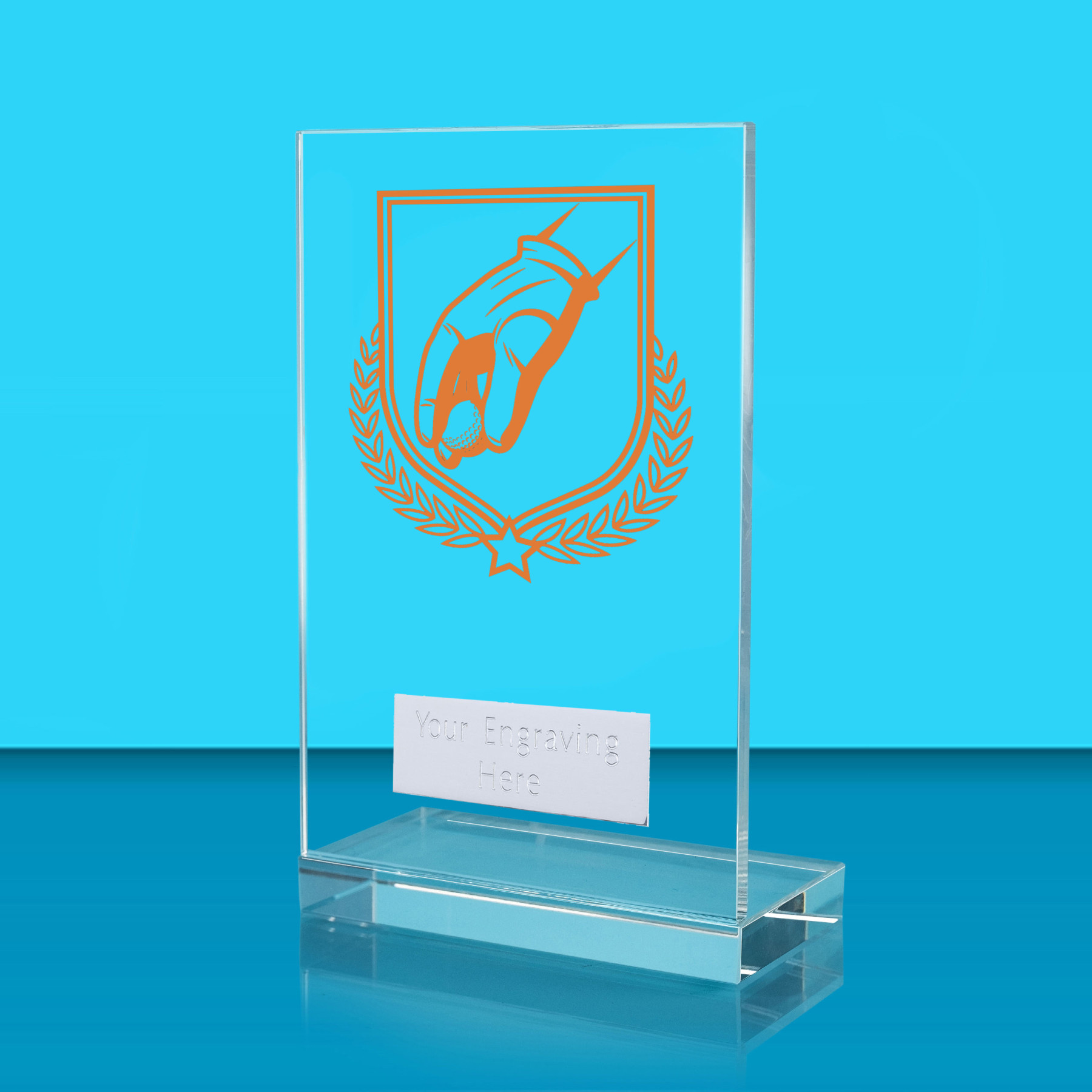 UV Colour Printed Golf L Shaped Jade Glass Award