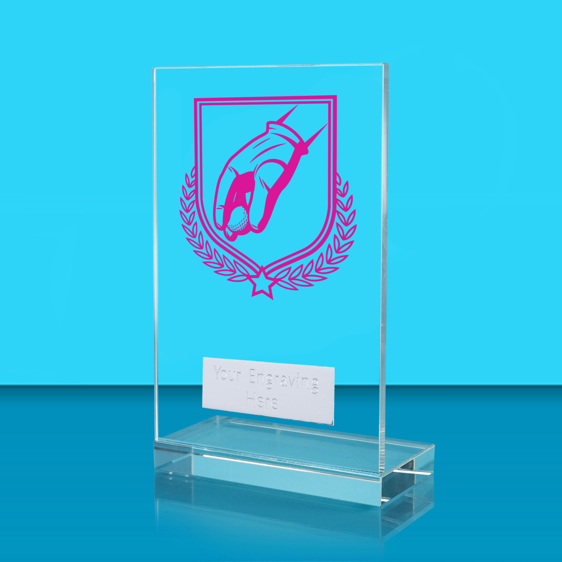 UV Colour Printed Golf L Shaped Jade Glass Award