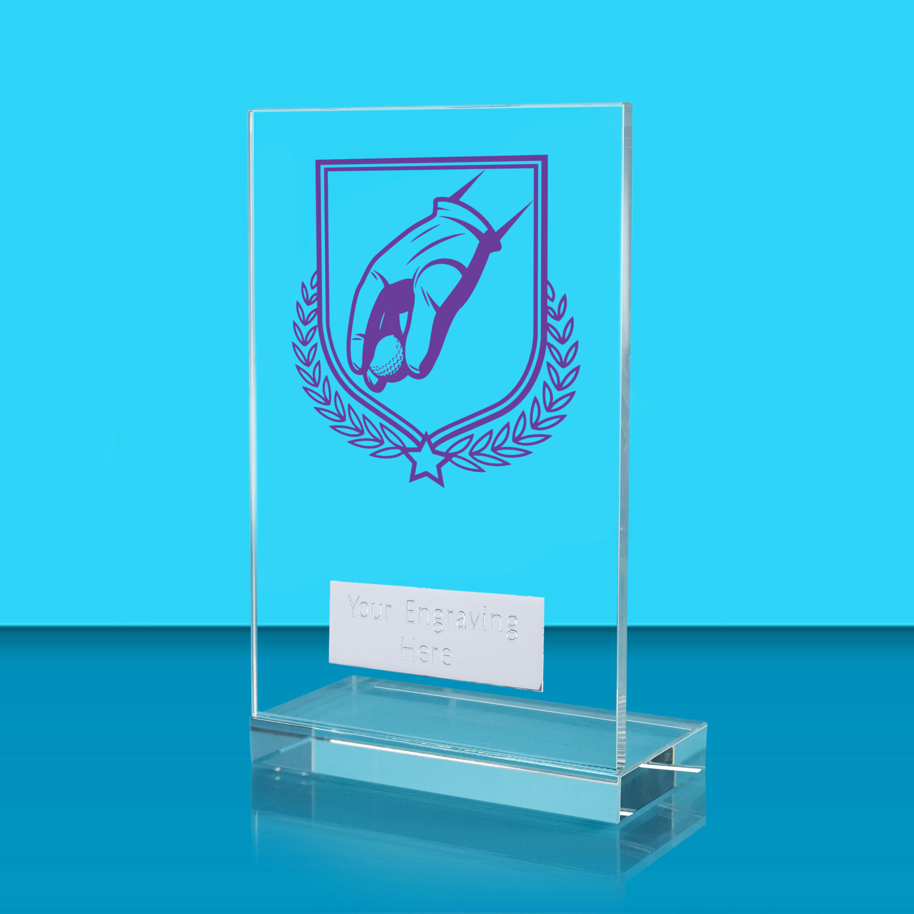 UV Colour Printed Golf L Shaped Jade Glass Award