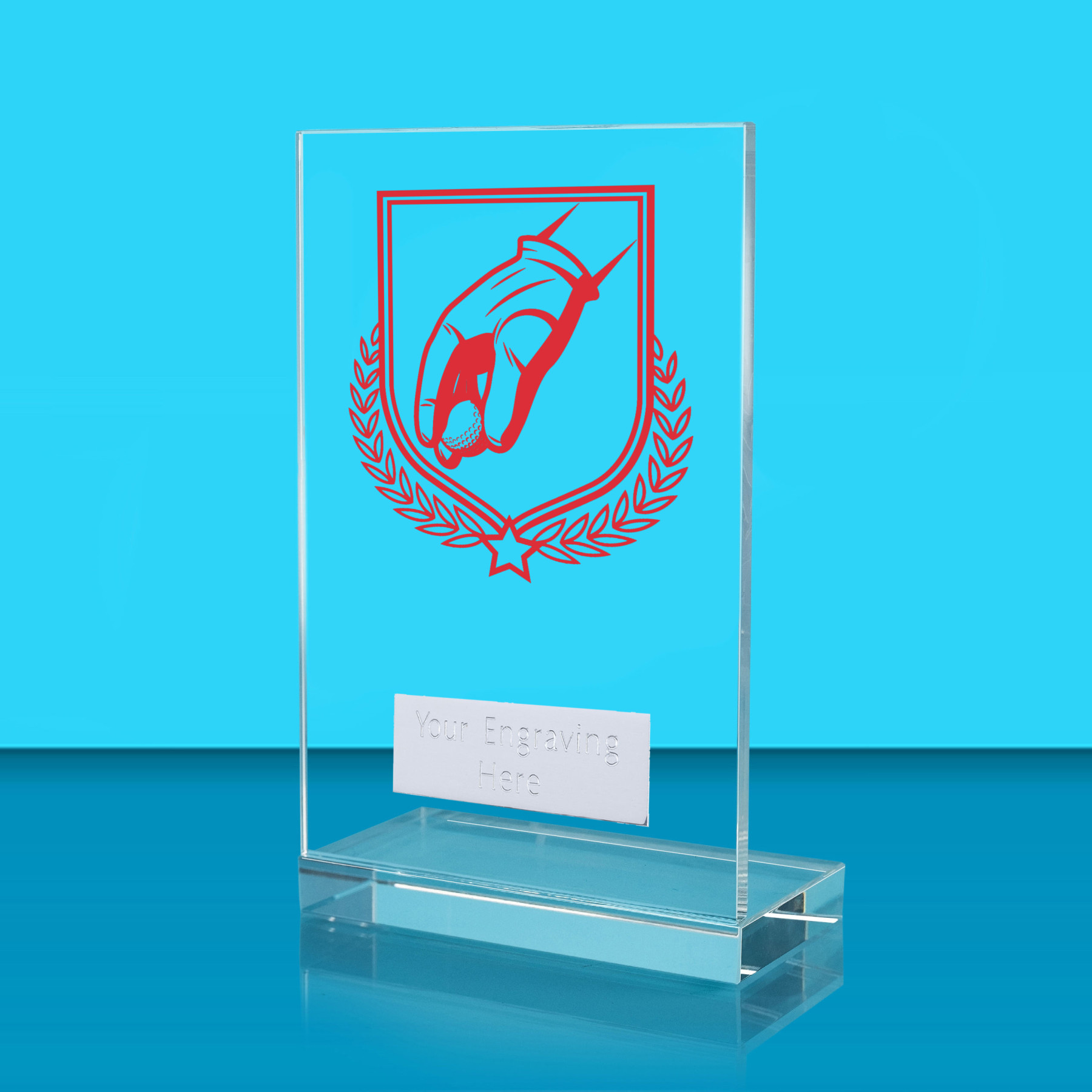 UV Colour Printed Golf L Shaped Jade Glass Award