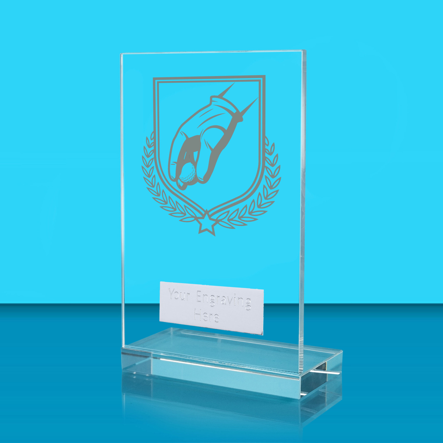 UV Colour Printed Golf L Shaped Jade Glass Award