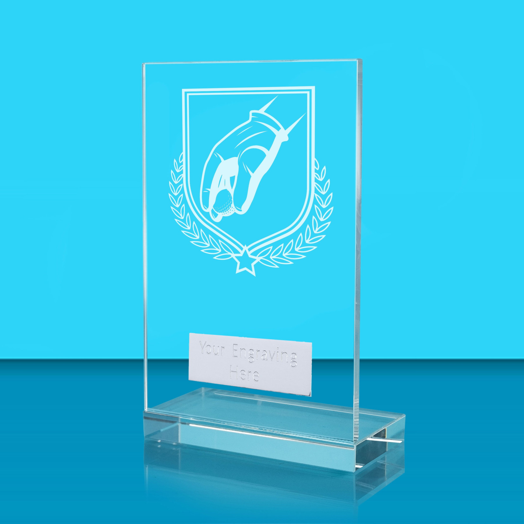 UV Colour Printed Golf L Shaped Jade Glass Award
