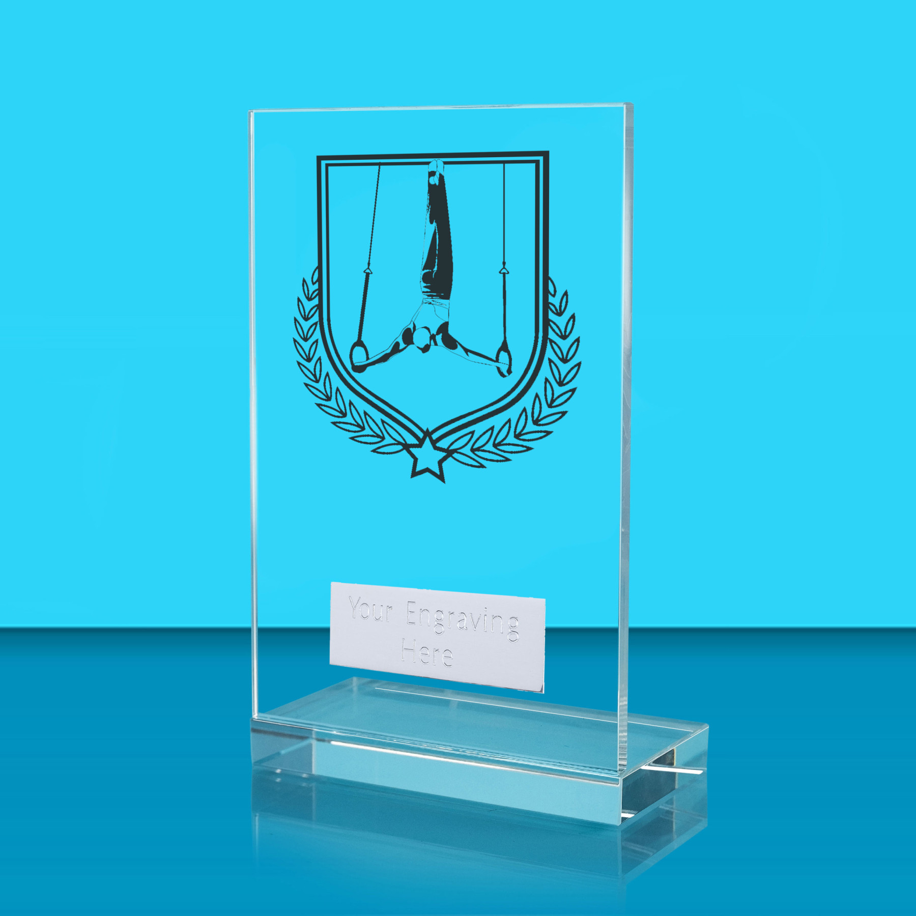UV Colour Printed Gymnastics L Shaped Jade Glass Award