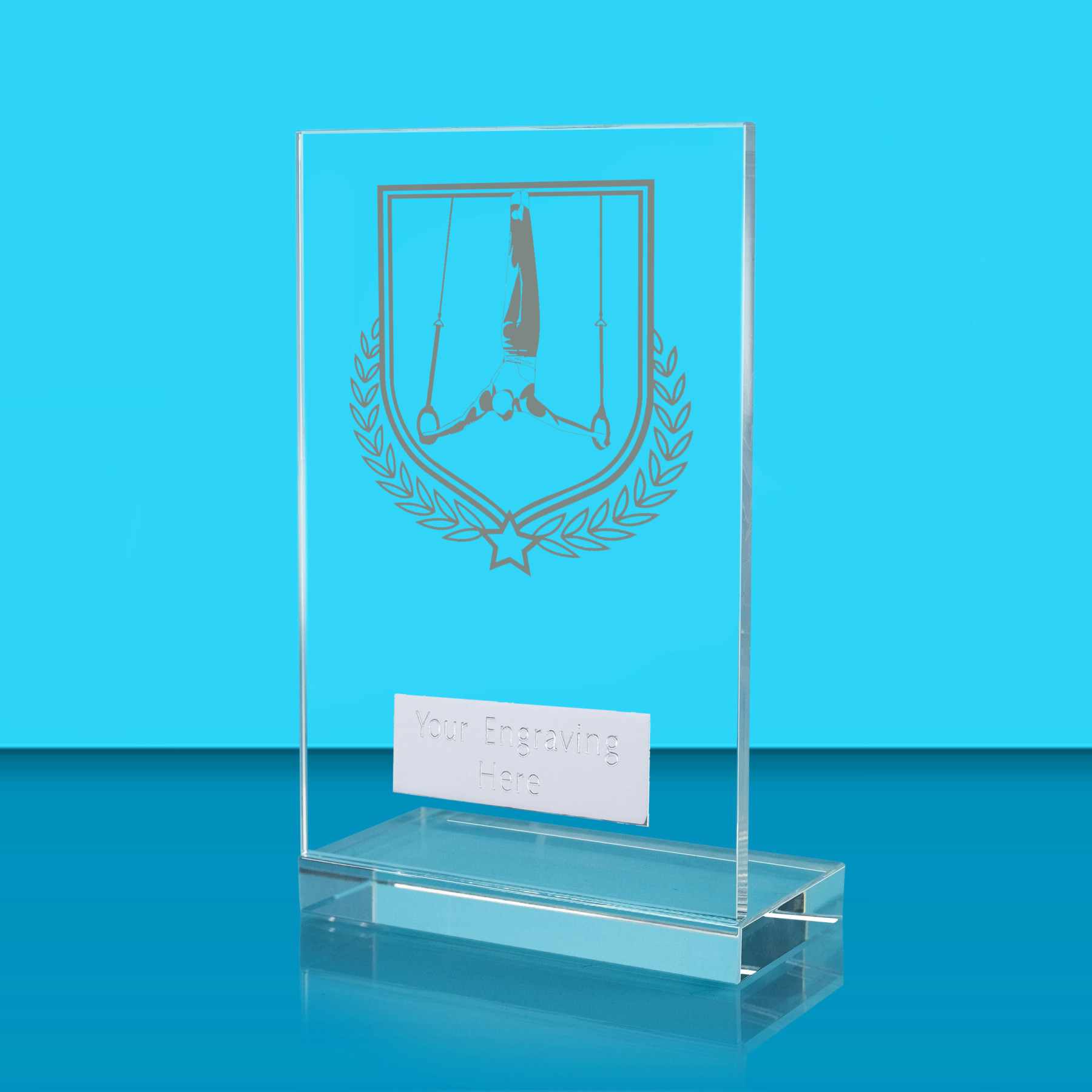 UV Colour Printed Gymnastics L Shaped Jade Glass Award