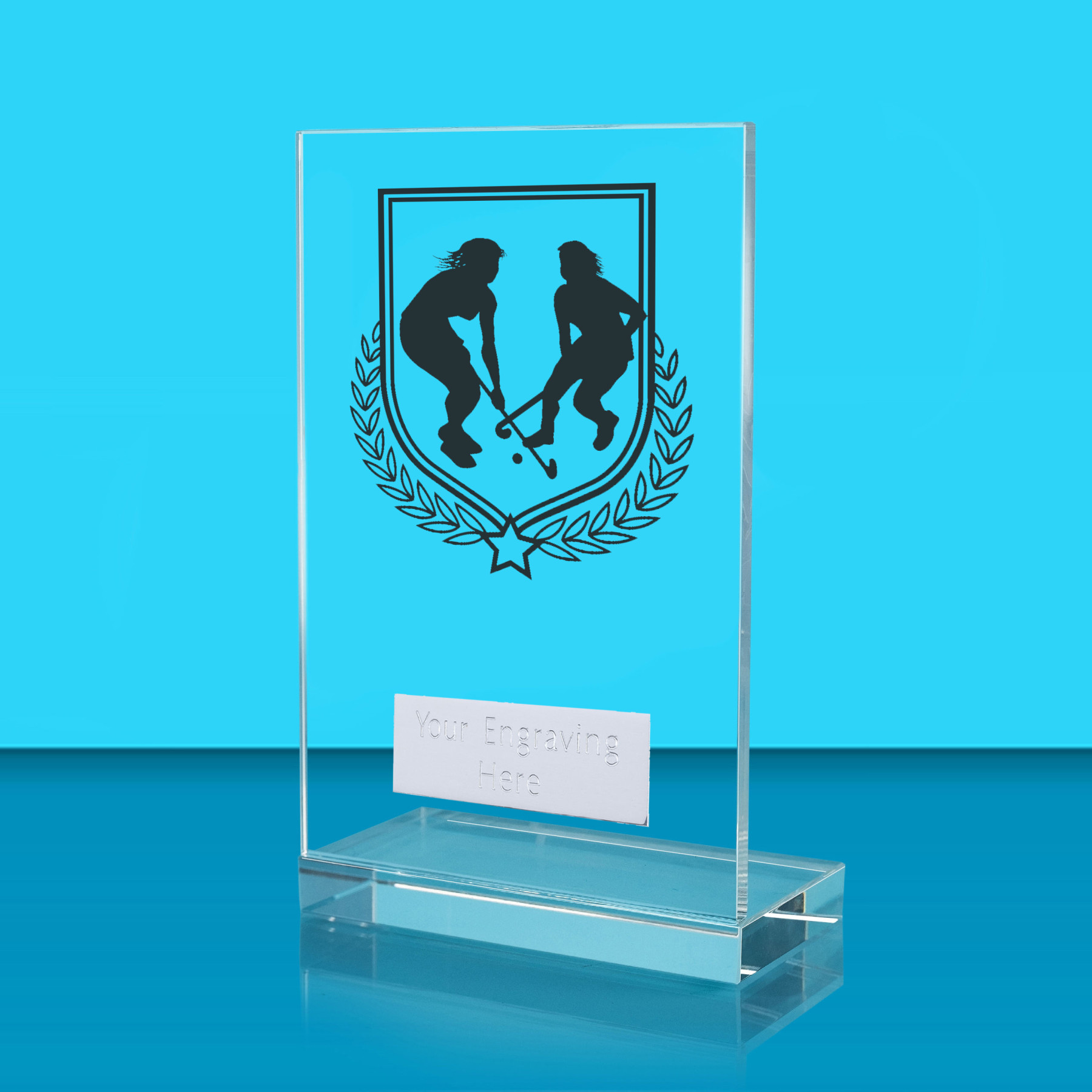 UV Colour Printed Hockey L Shaped Jade Glass Award