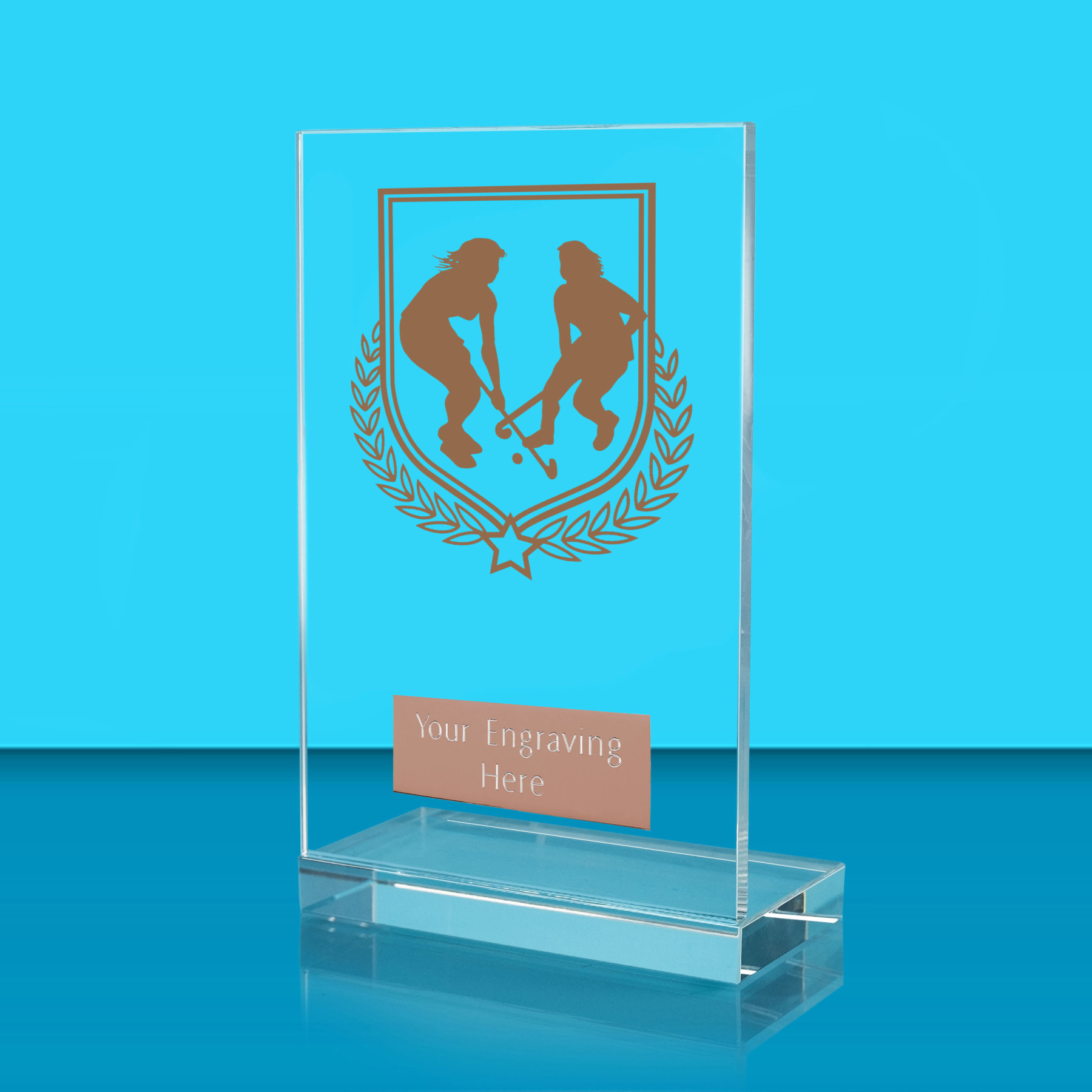 UV Colour Printed Hockey L Shaped Jade Glass Award
