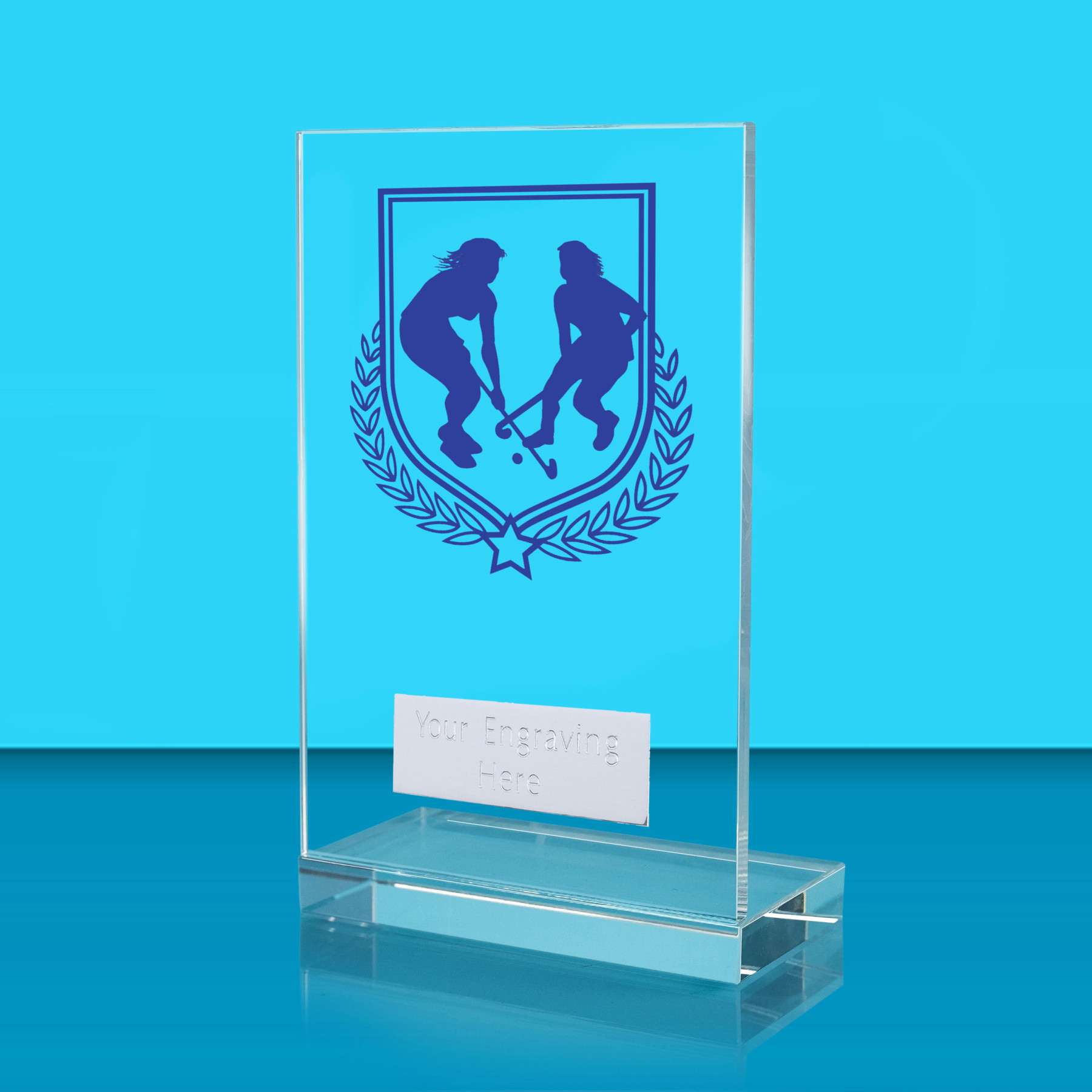UV Colour Printed Hockey L Shaped Jade Glass Award
