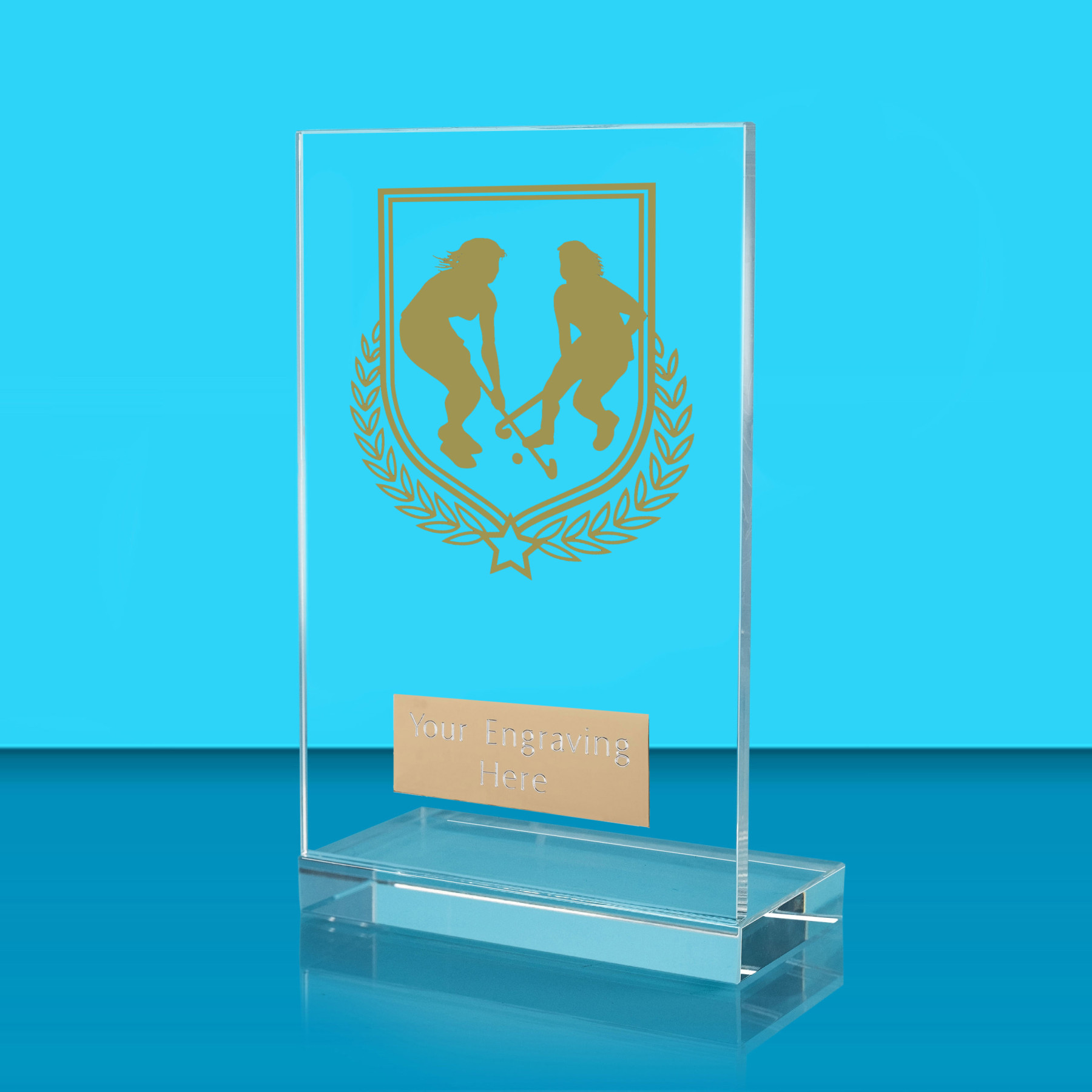 UV Colour Printed Hockey L Shaped Jade Glass Award