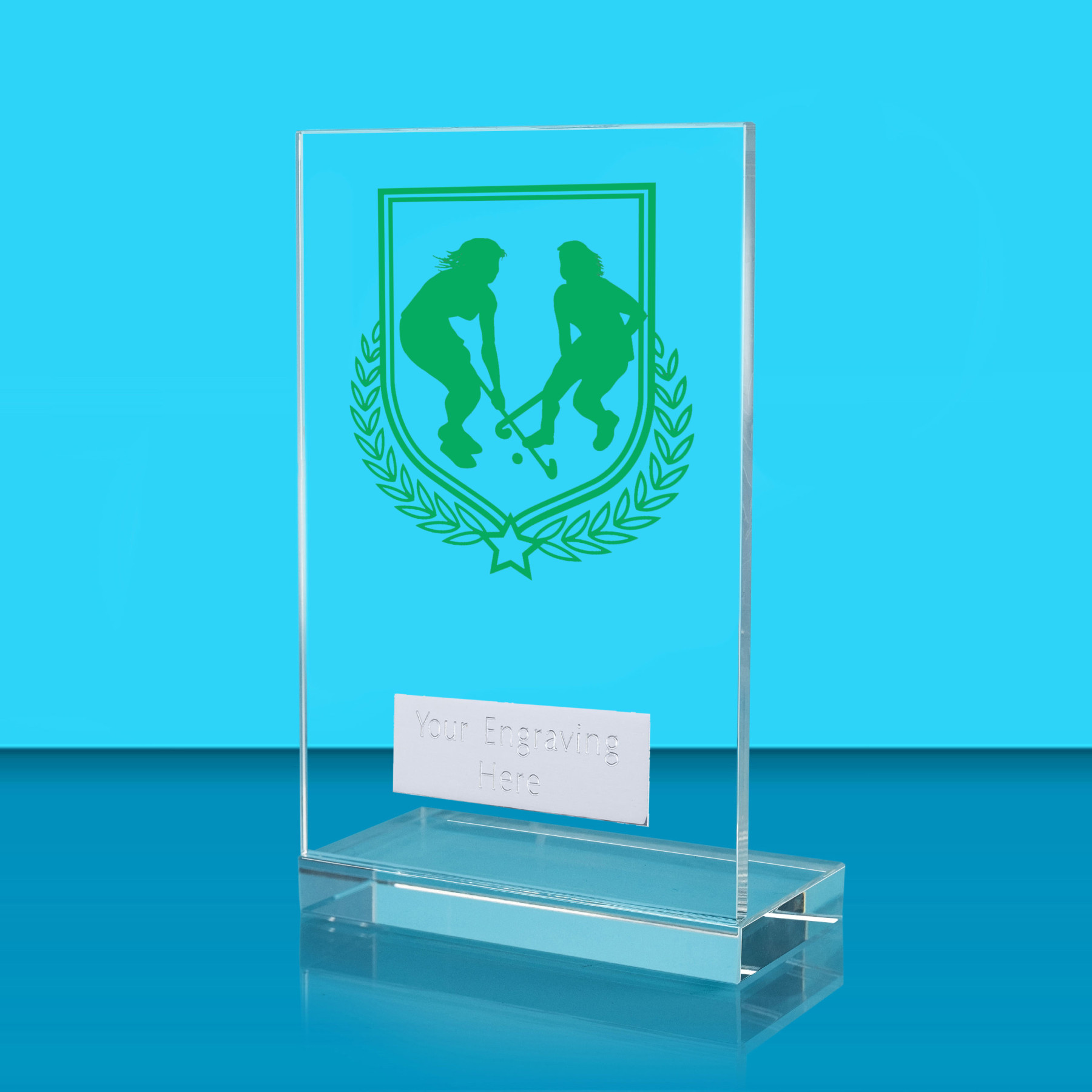 UV Colour Printed Hockey L Shaped Jade Glass Award