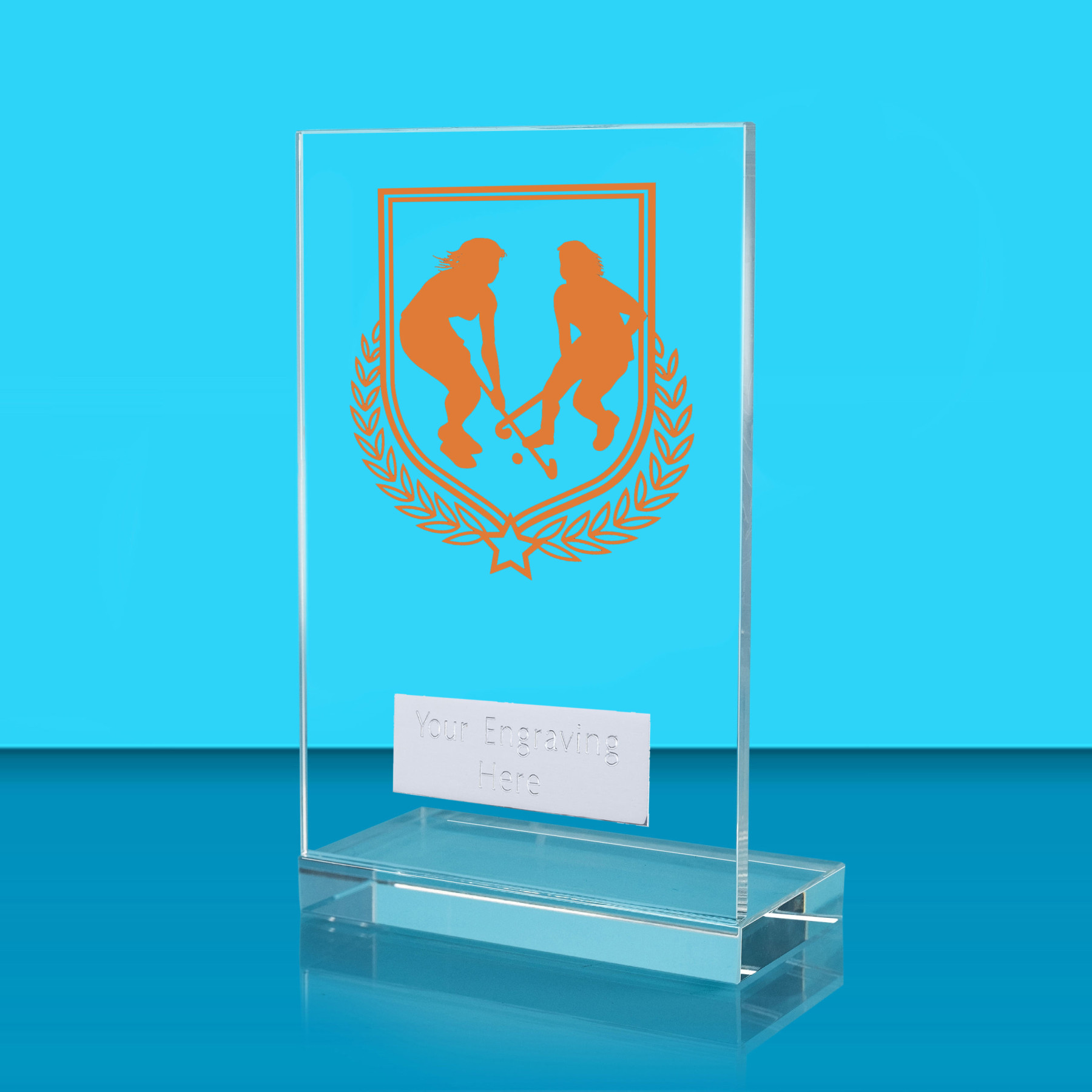 UV Colour Printed Hockey L Shaped Jade Glass Award