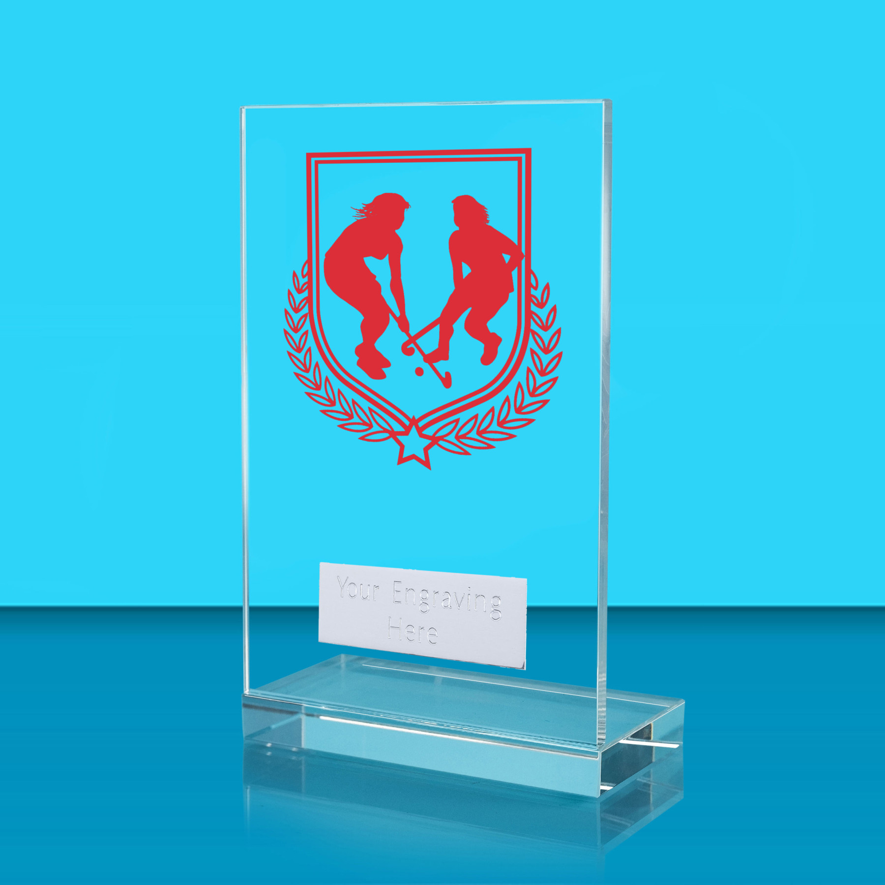 UV Colour Printed Hockey L Shaped Jade Glass Award