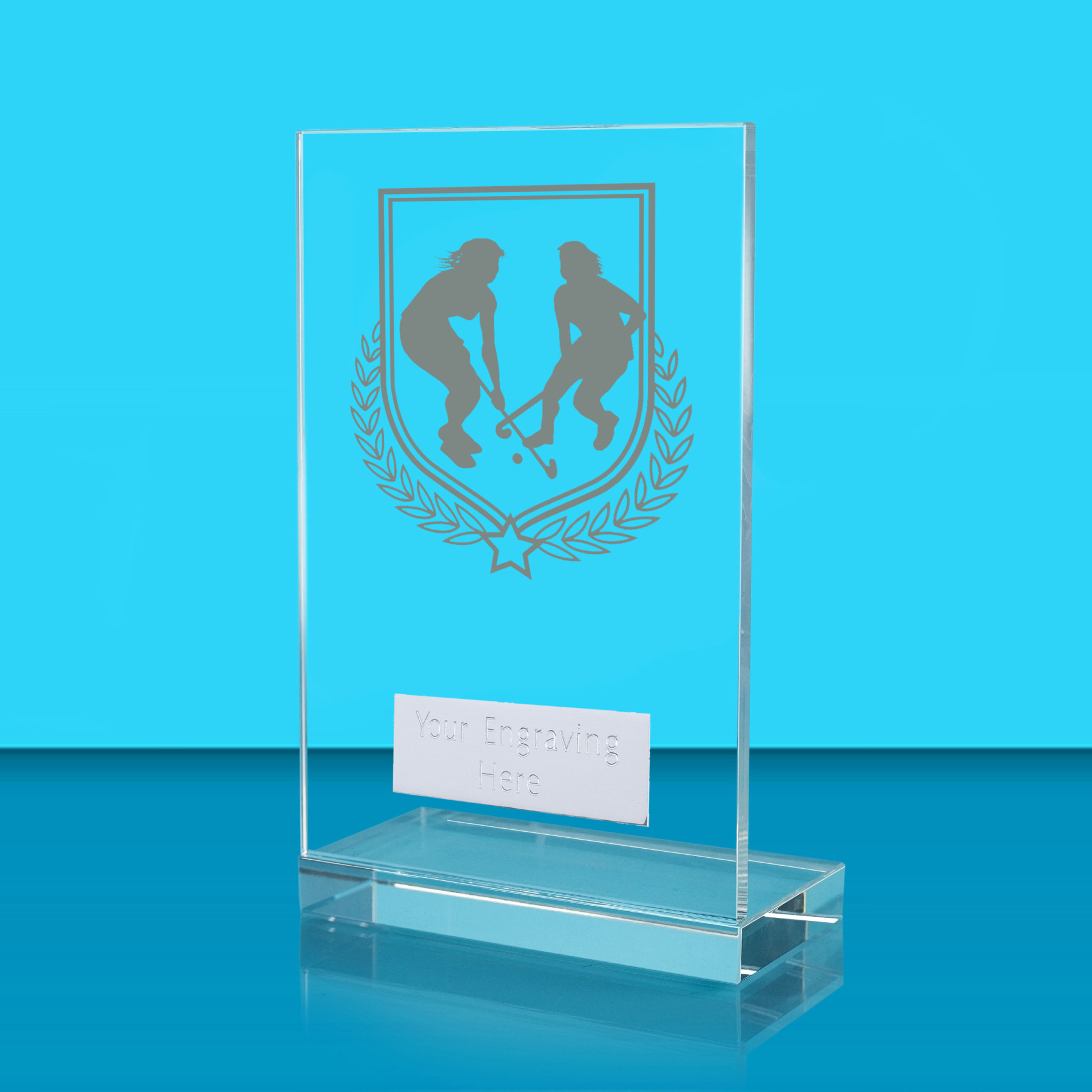 UV Colour Printed Hockey L Shaped Jade Glass Award