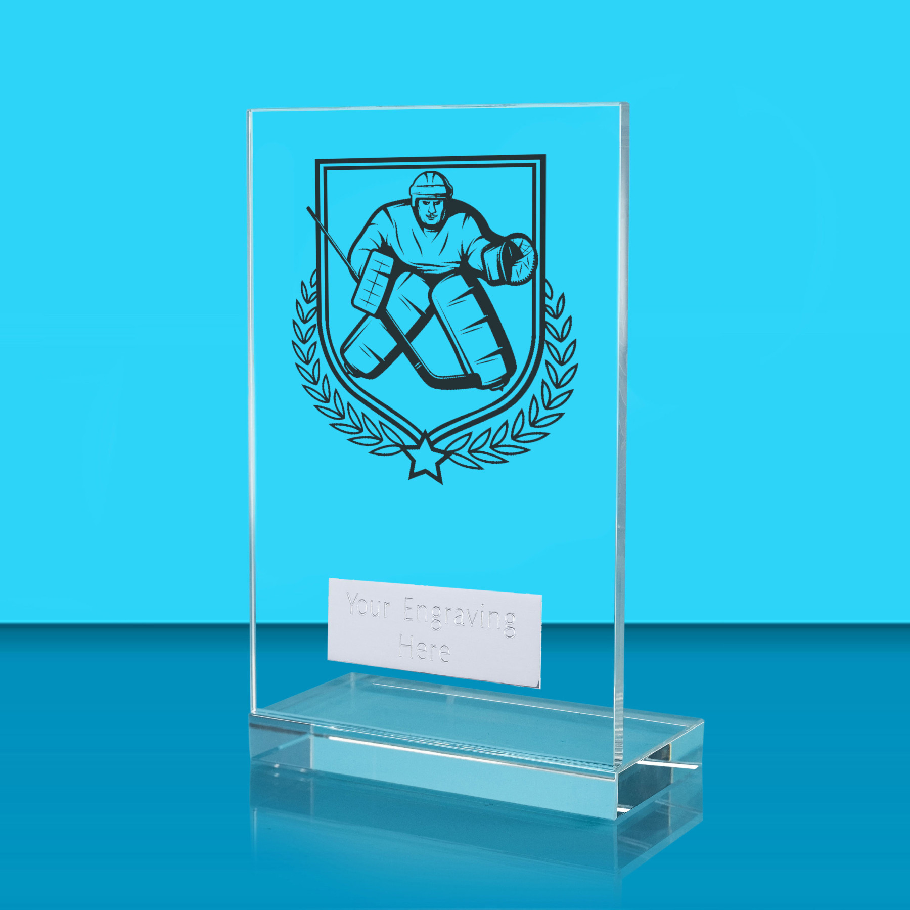UV Colour Printed Ice Hockey L Shaped Jade Glass Award