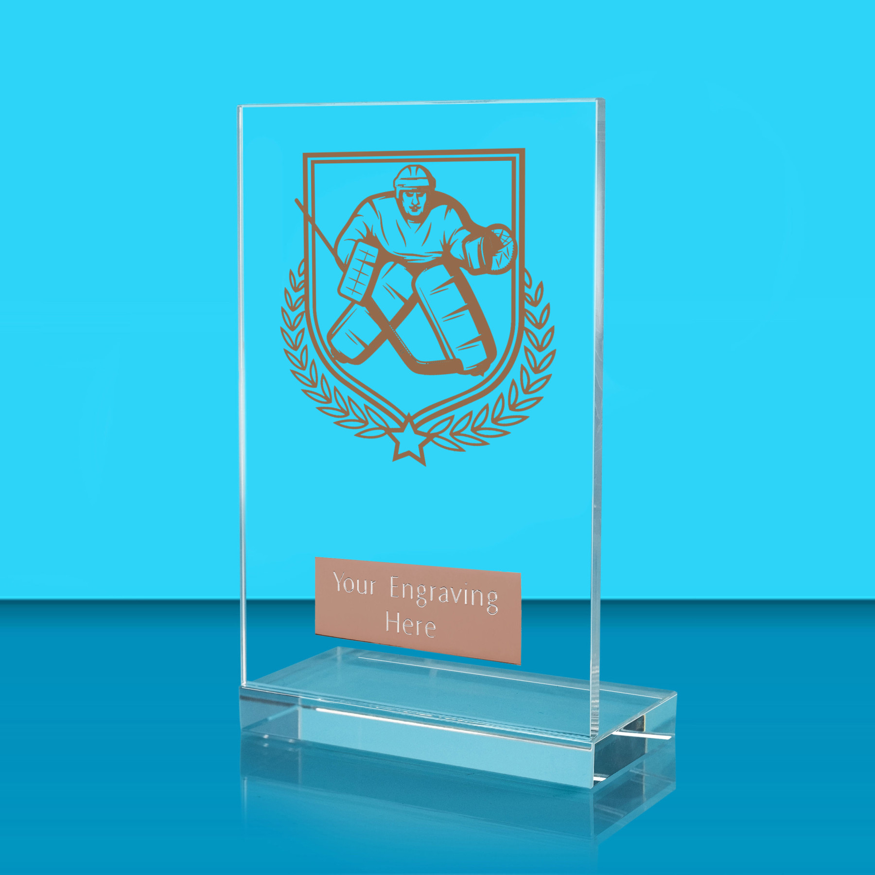UV Colour Printed Ice Hockey L Shaped Jade Glass Award