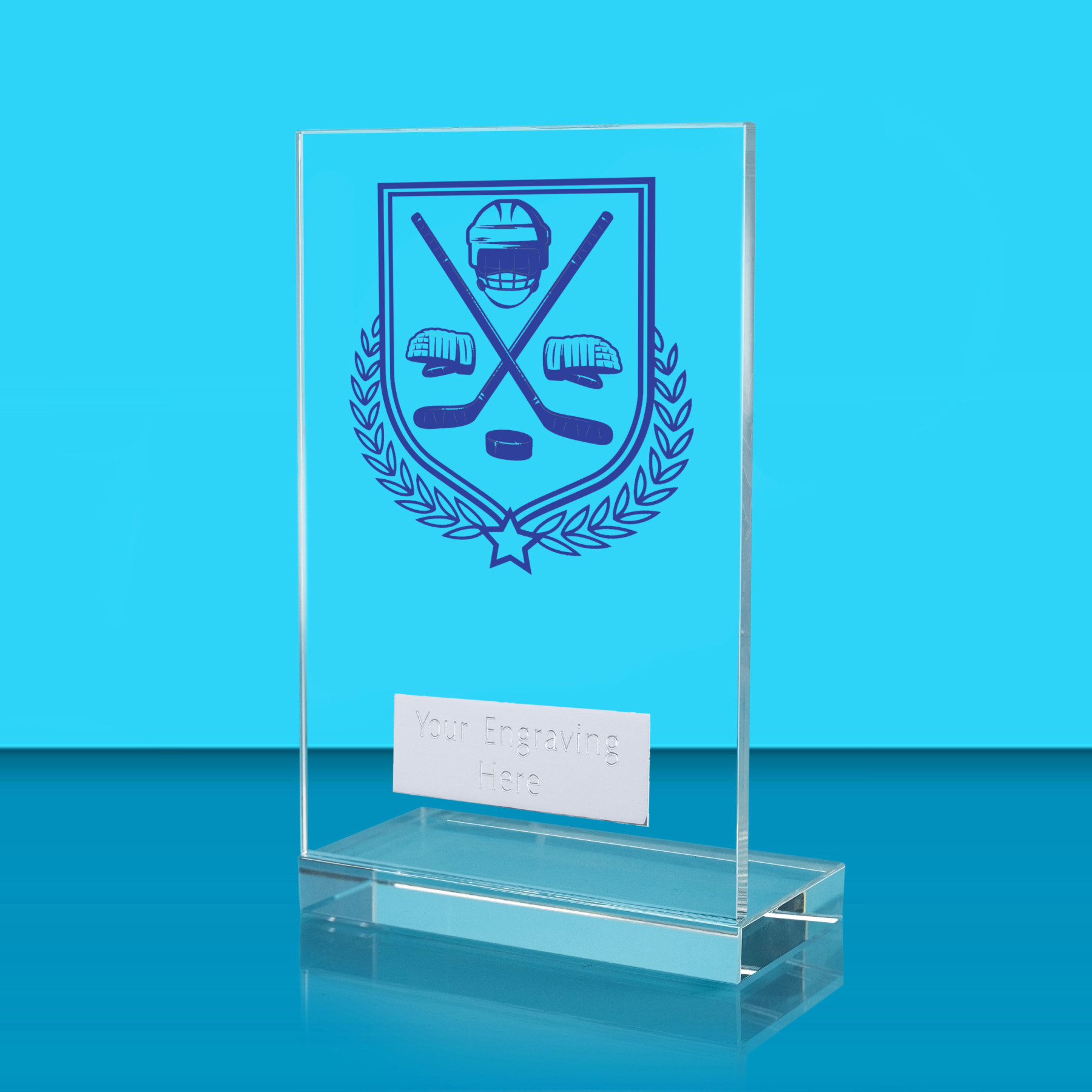 UV Colour Printed Ice Hockey L Shaped Jade Glass Award
