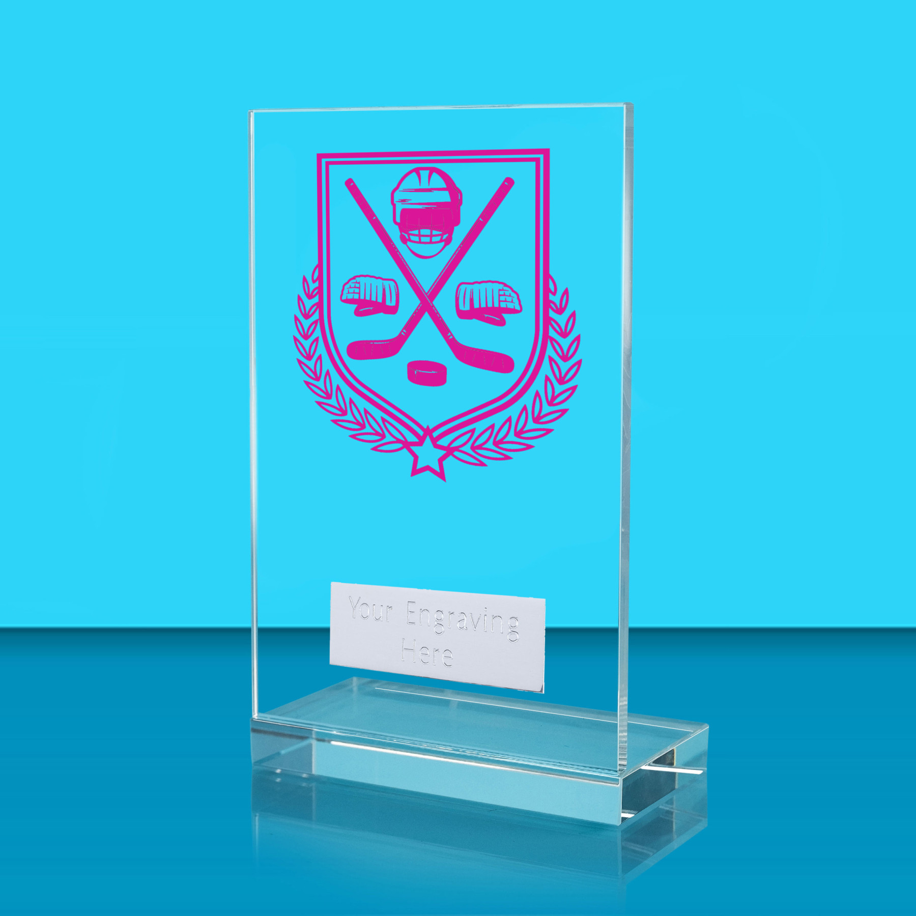 UV Colour Printed Ice Hockey L Shaped Jade Glass Award