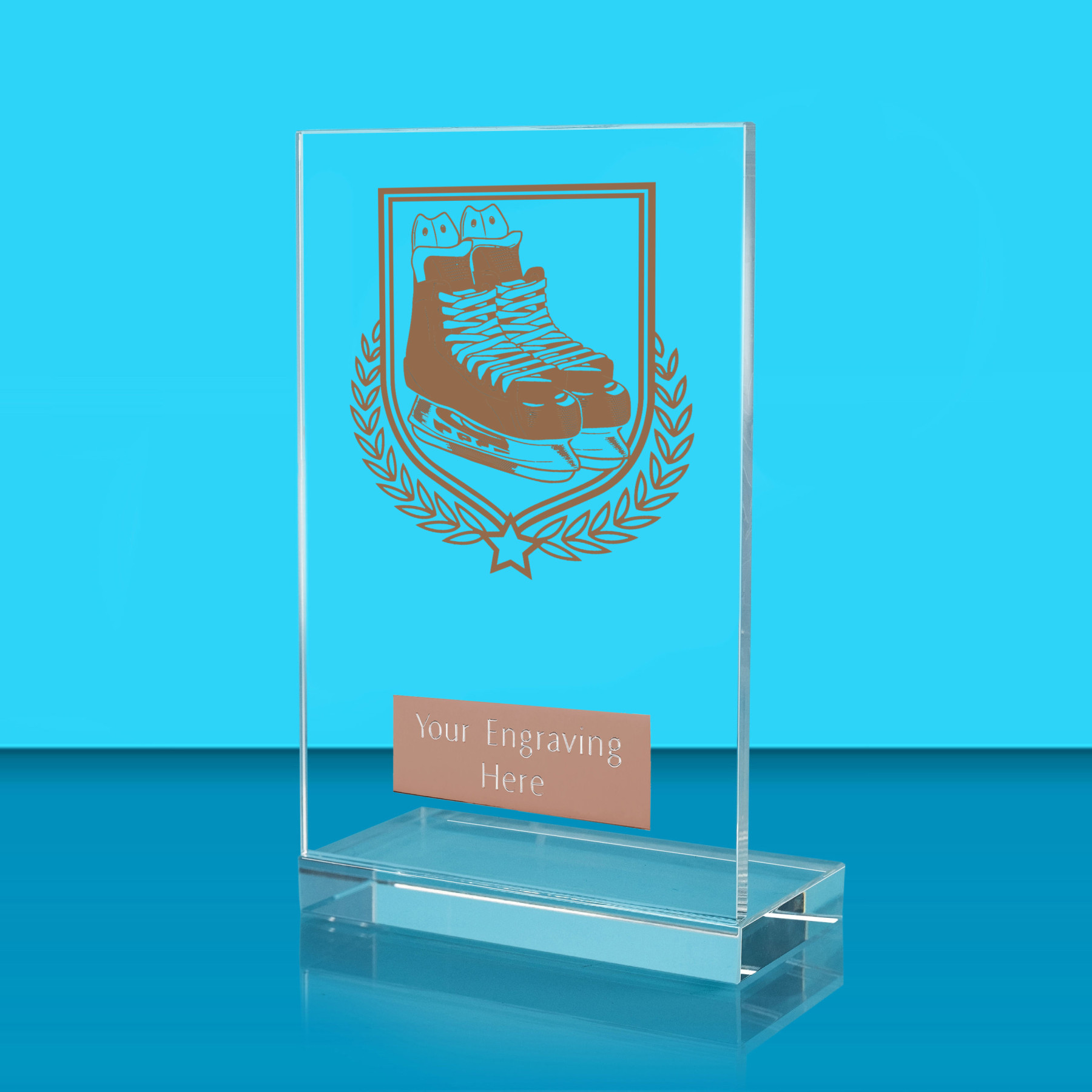 UV Colour Printed Ice Hockey L Shaped Jade Glass Award